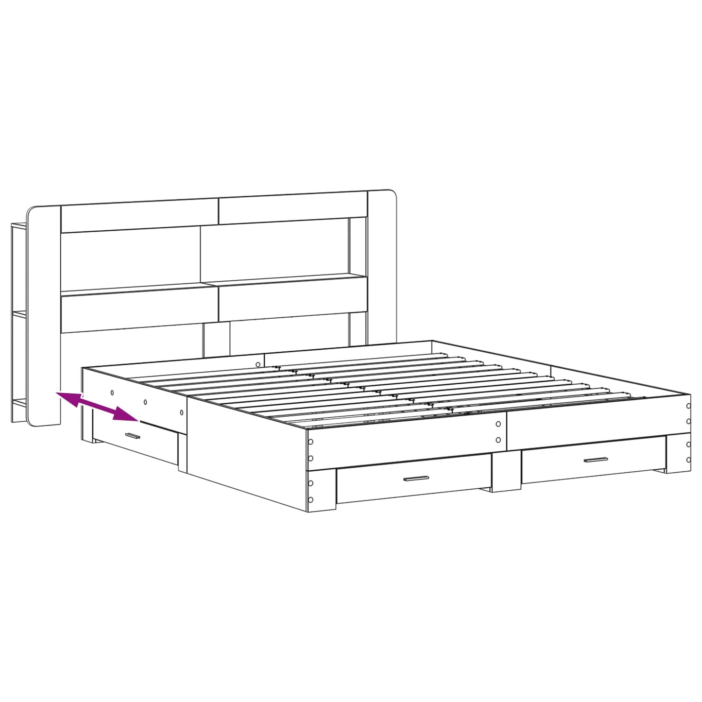 Bed Frame with Storage Concrete Grey 200 x 200 cm
