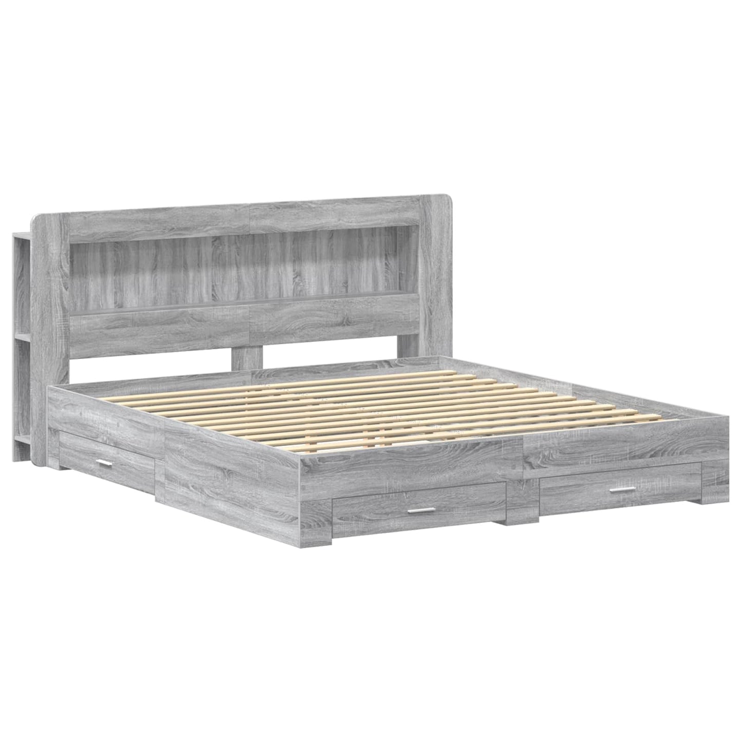 Bed Frame with Storage Grey Sonoma 200 x 200 cm Engineered Wood