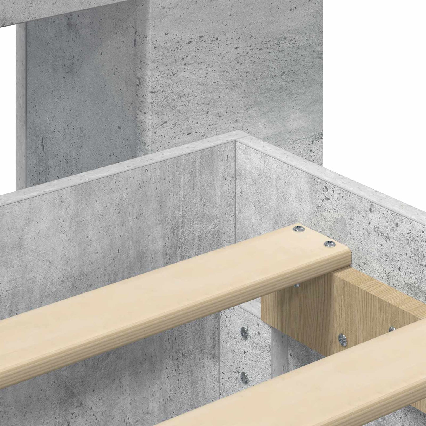 Bed Frame with Storage with Headboard Concrete Grey 75 x 190 cm