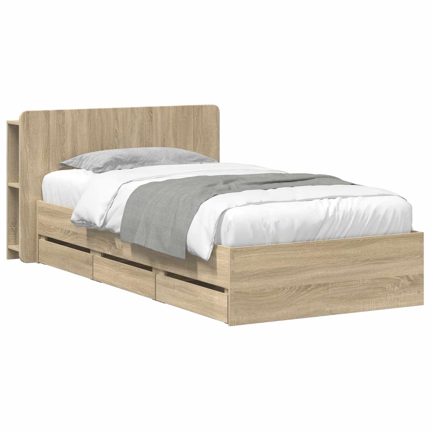 Bed Frame with Storage Sonoma Oak 75 x 190 cm Engineered Wood
