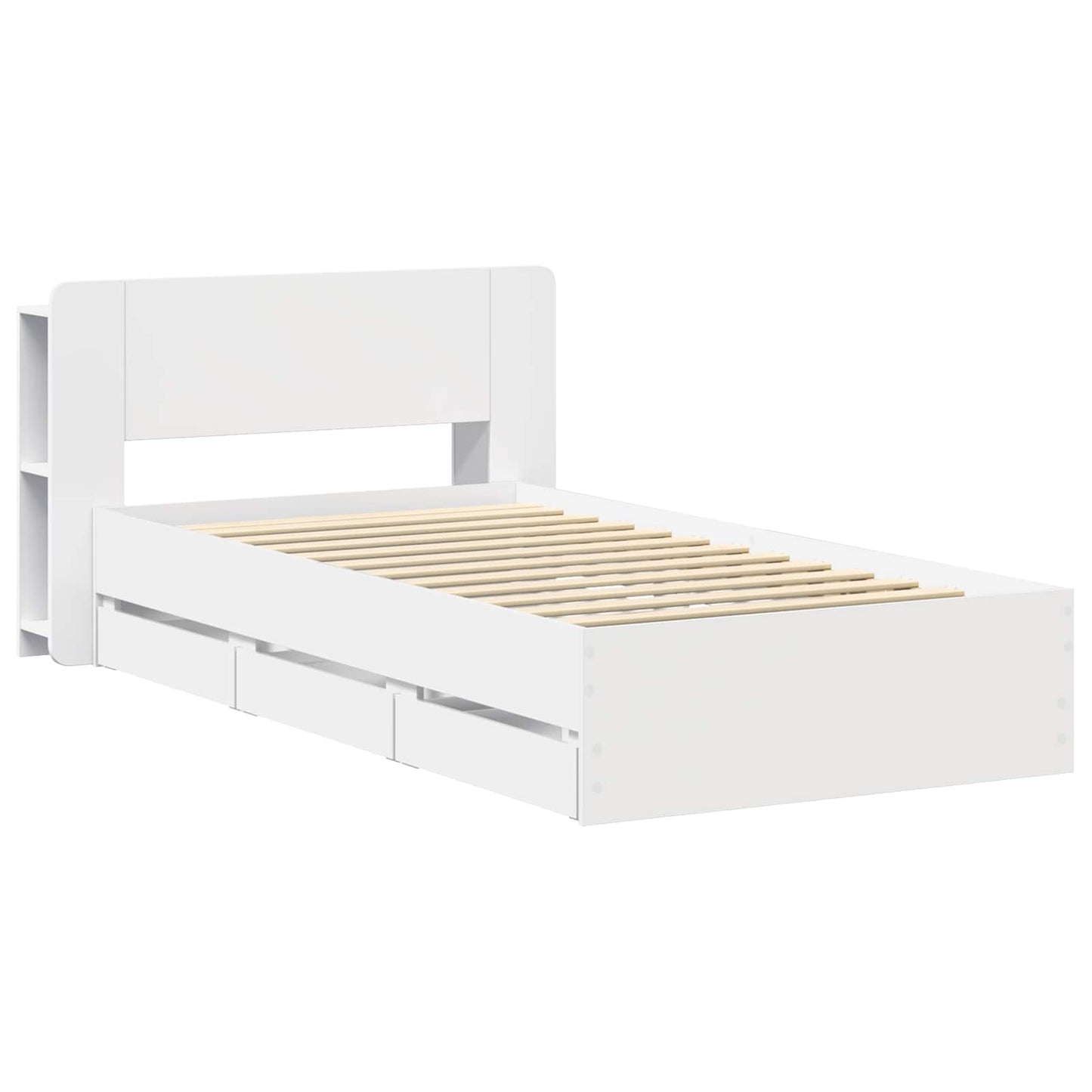 Bed Frame with Storage White 75 x 190 cm Engineered Wood