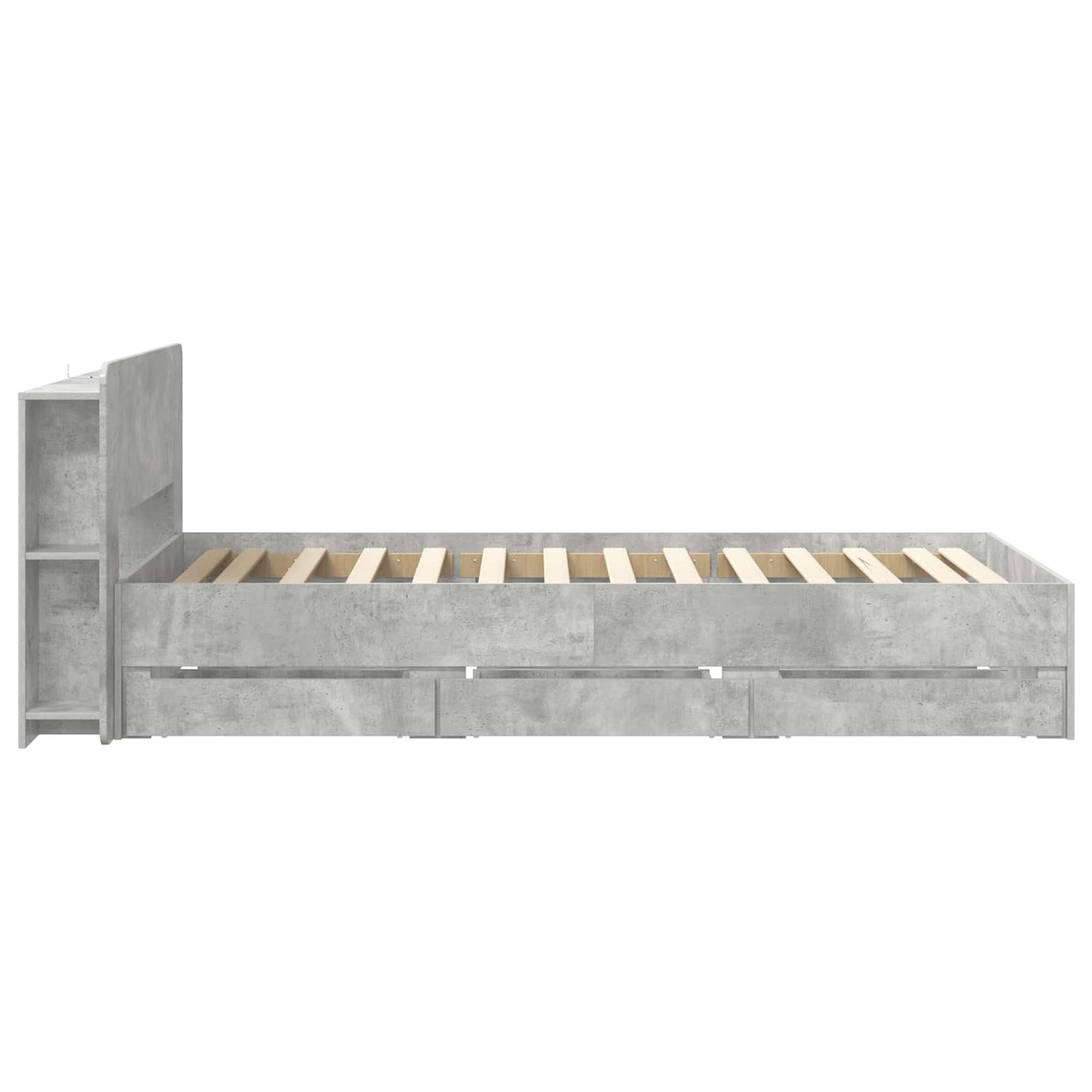 Bed Frame with Storage with Headboard Concrete Grey 80 x 200 cm