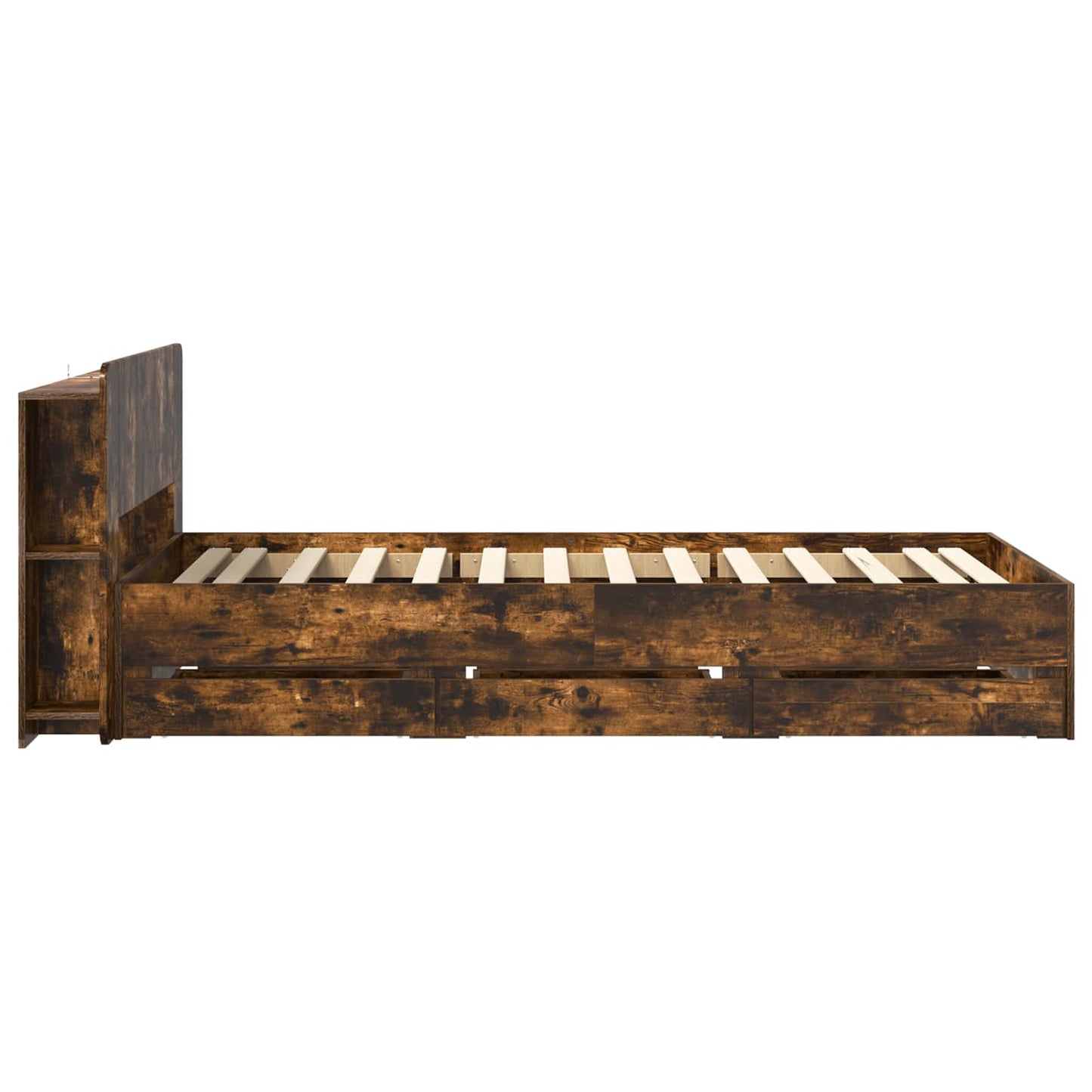 Bed Frame with Storage Smoked Oak 80 x 200 cm Engineered Wood