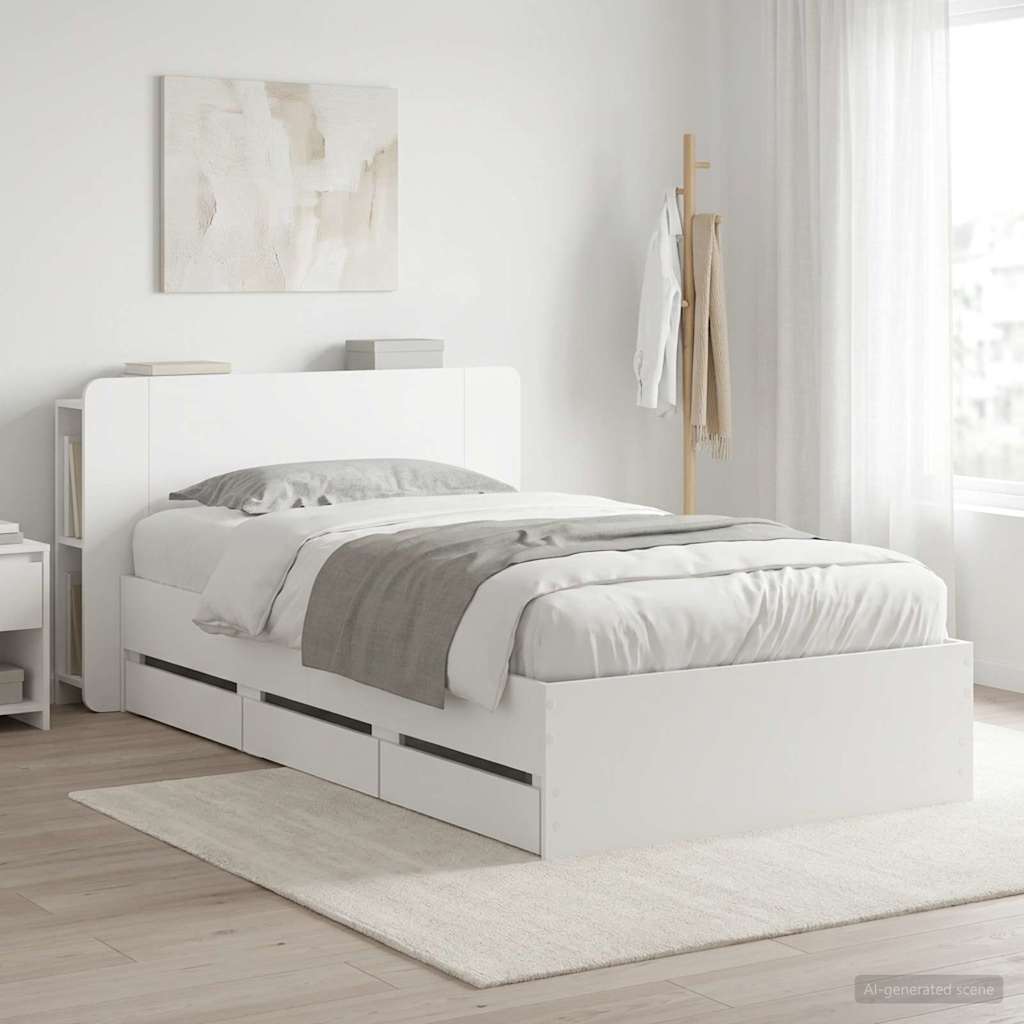Bed Frame with Storage White 80 x 200 cm Engineered Wood