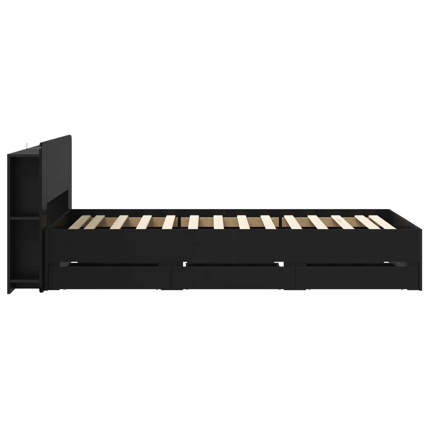 Bed Frame with Storage Black 90 x 190 cm Engineered Wood