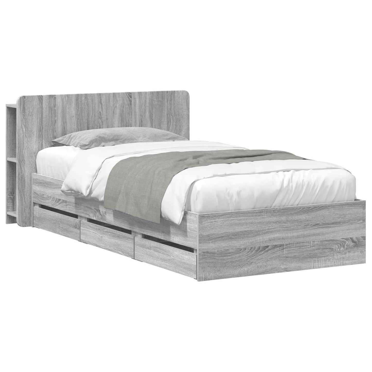 Bed Frame with Storage Grey Sonoma 100 x 200 cm Engineered Wood
