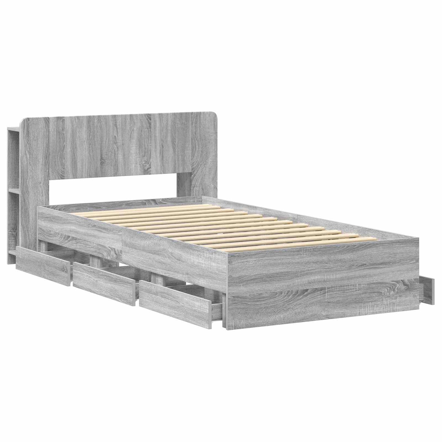Bed Frame with Storage Grey Sonoma 100 x 200 cm Engineered Wood
