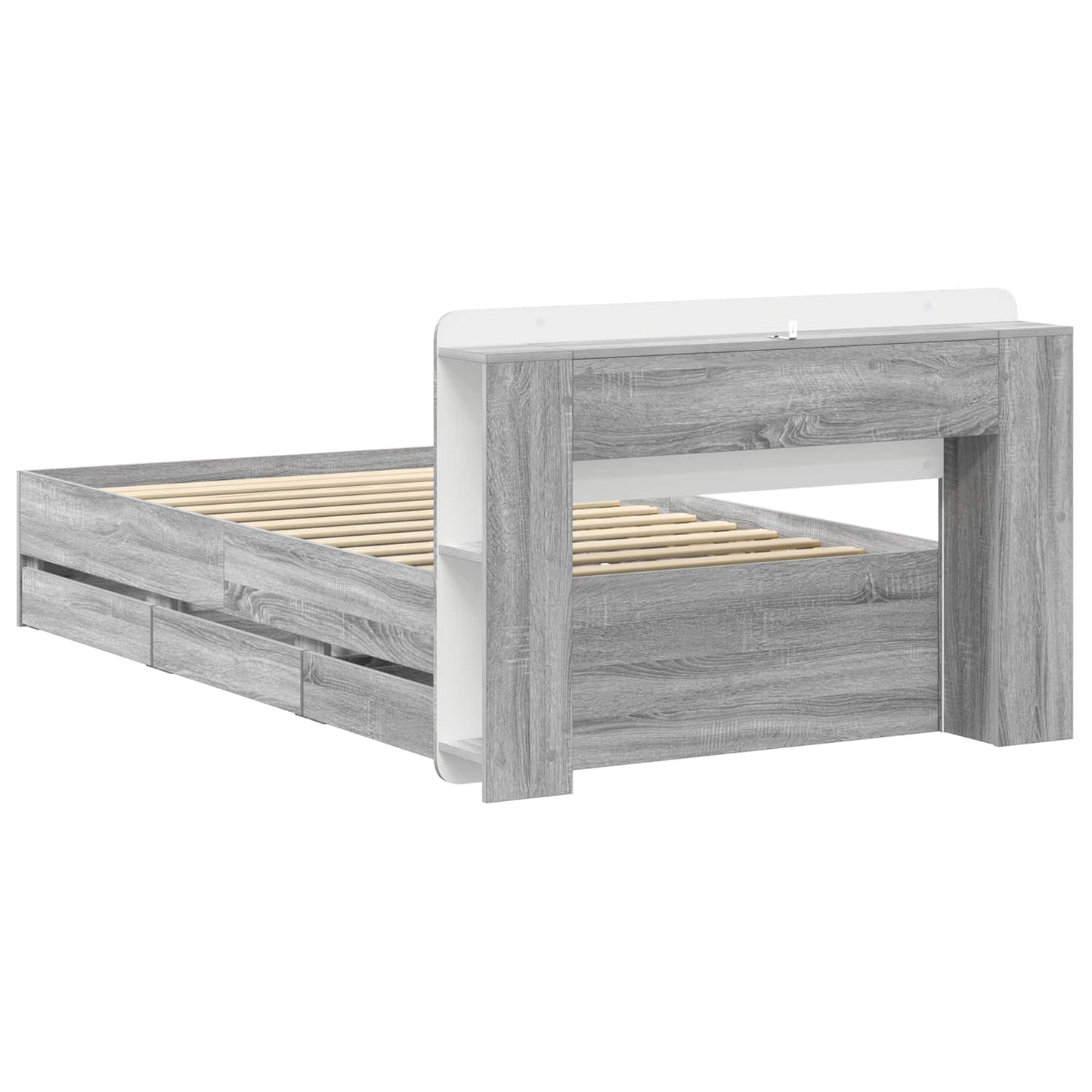 Bed Frame with Storage Grey Sonoma 100 x 200 cm Engineered Wood