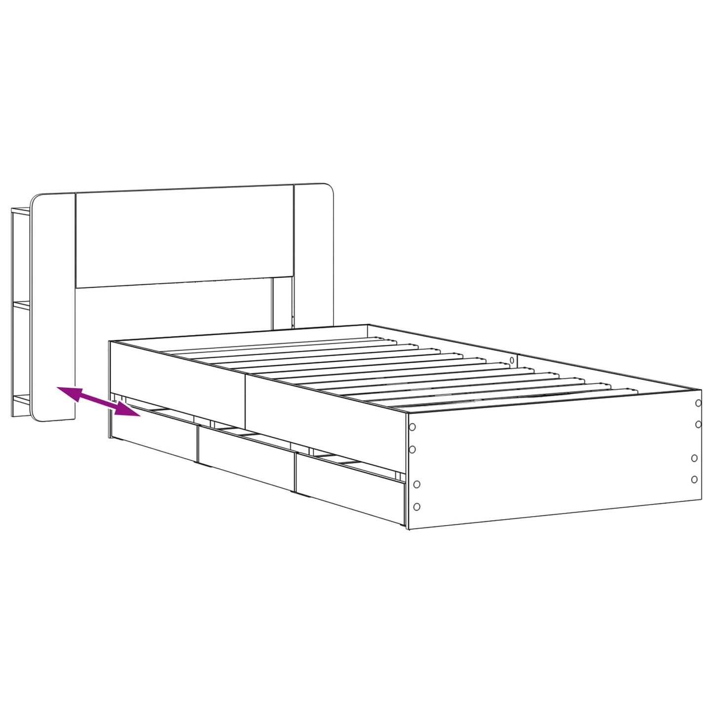 Bed Frame with Storage Grey Sonoma 100 x 200 cm Engineered Wood