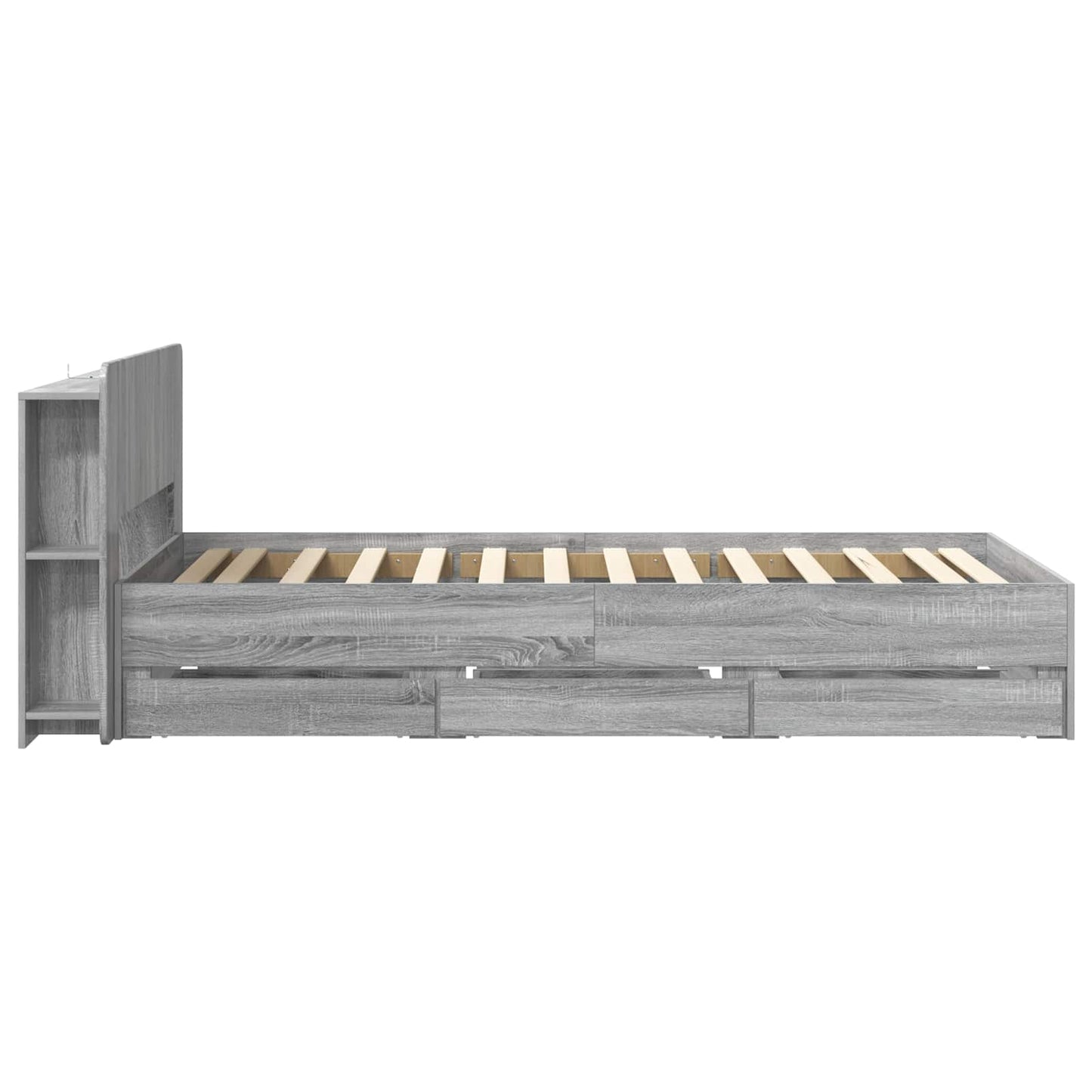 Bed Frame with Storage Grey Sonoma 100 x 200 cm Engineered Wood