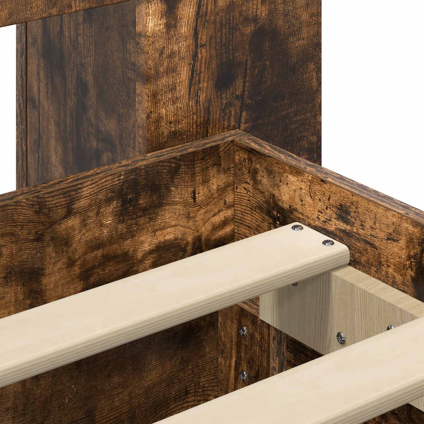 Bed Frame with Storage Smoked Oak 100 x 200 cm Engineered Wood