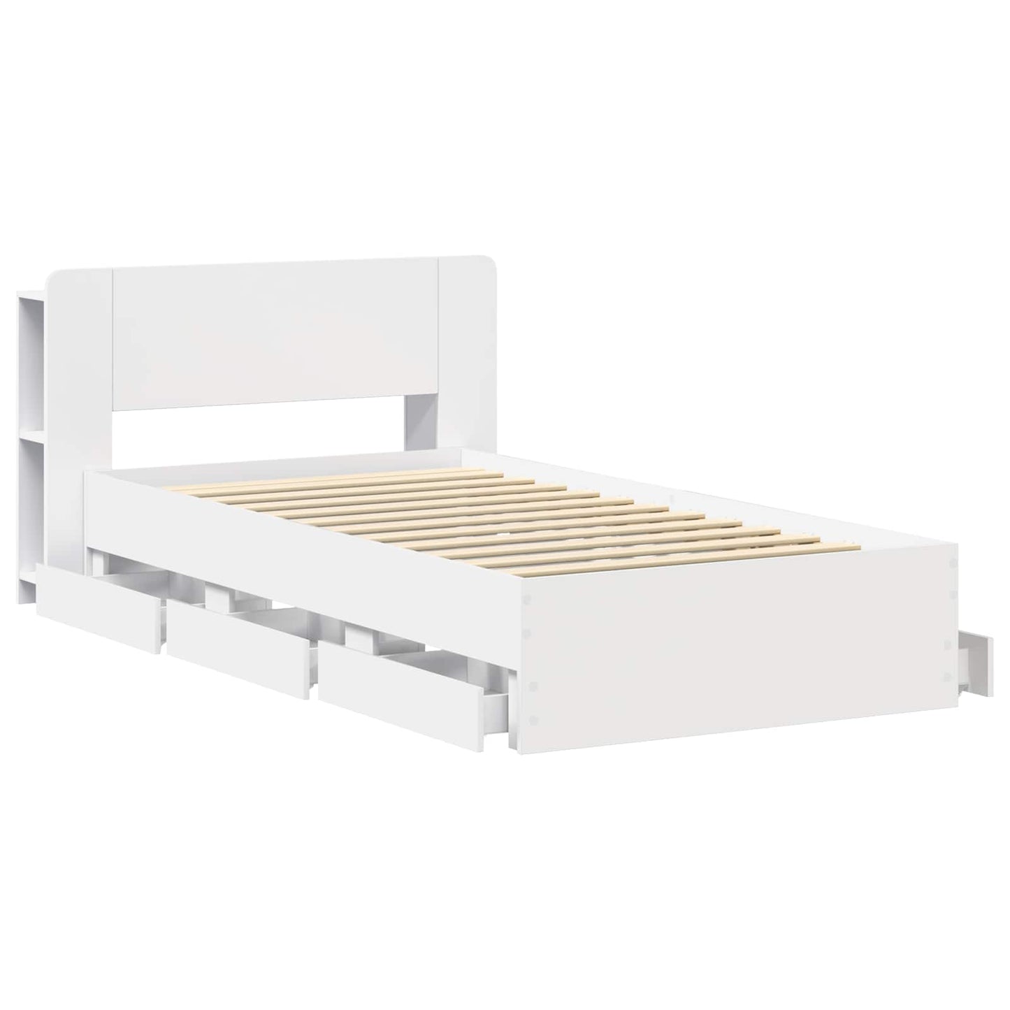 Bed Frame with Storage White 100 x 200 cm Engineered Wood