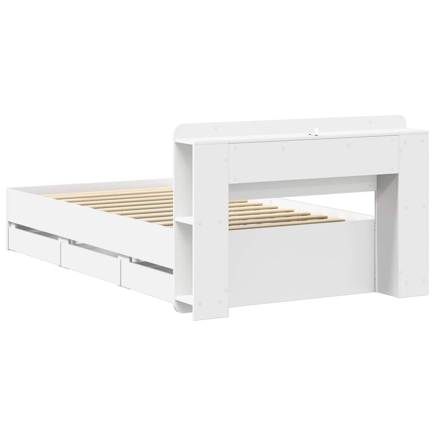 Bed Frame with Storage White 100 x 200 cm Engineered Wood