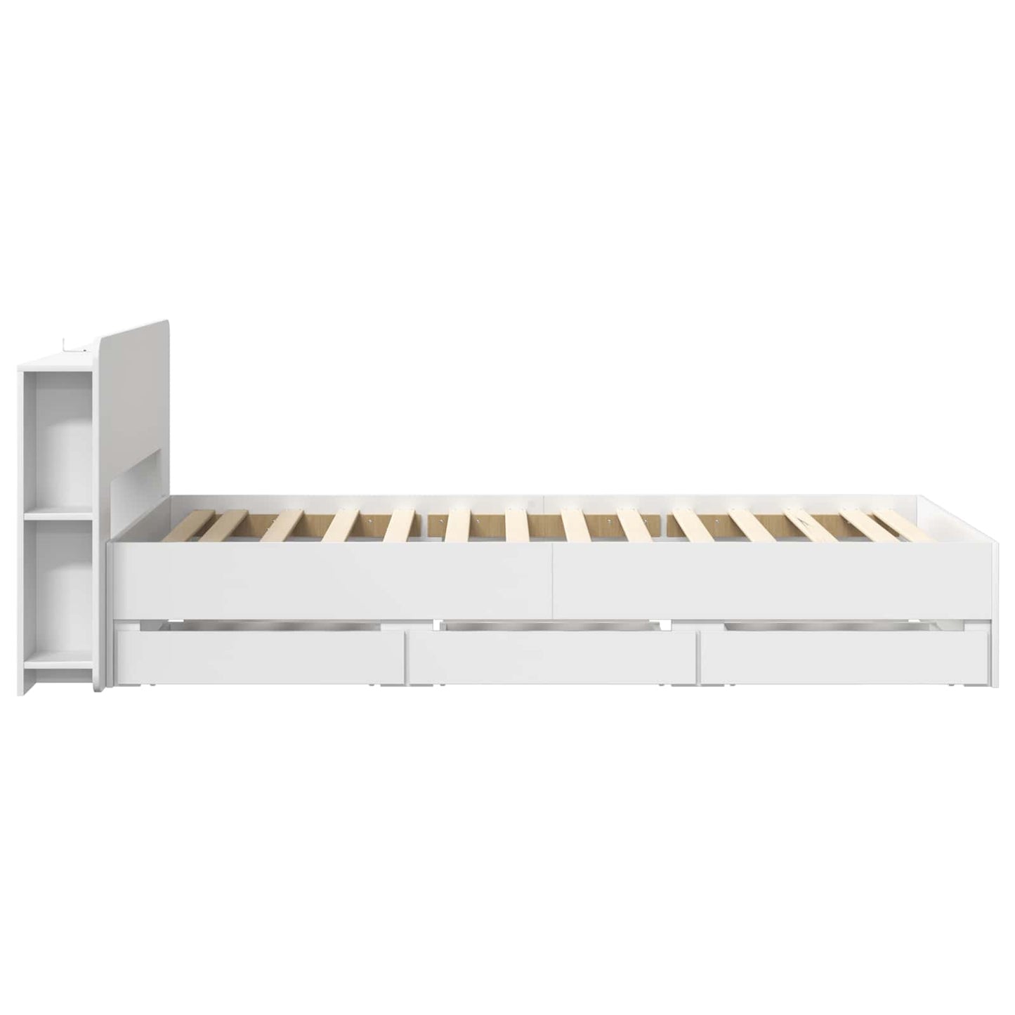 Bed Frame with Storage White 100 x 200 cm Engineered Wood