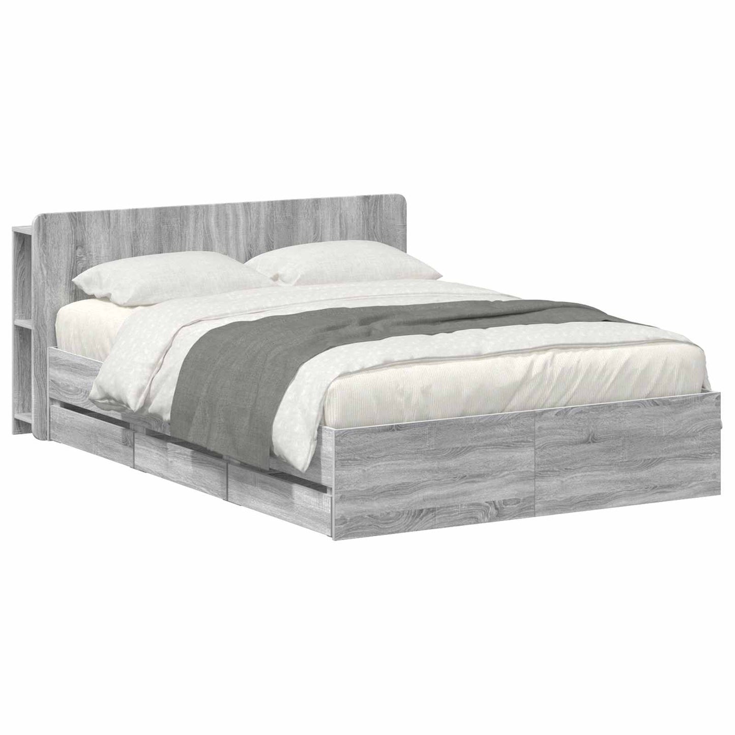 Bed Frame with Storage Grey Sonoma 140 x 200 cm Engineered Wood