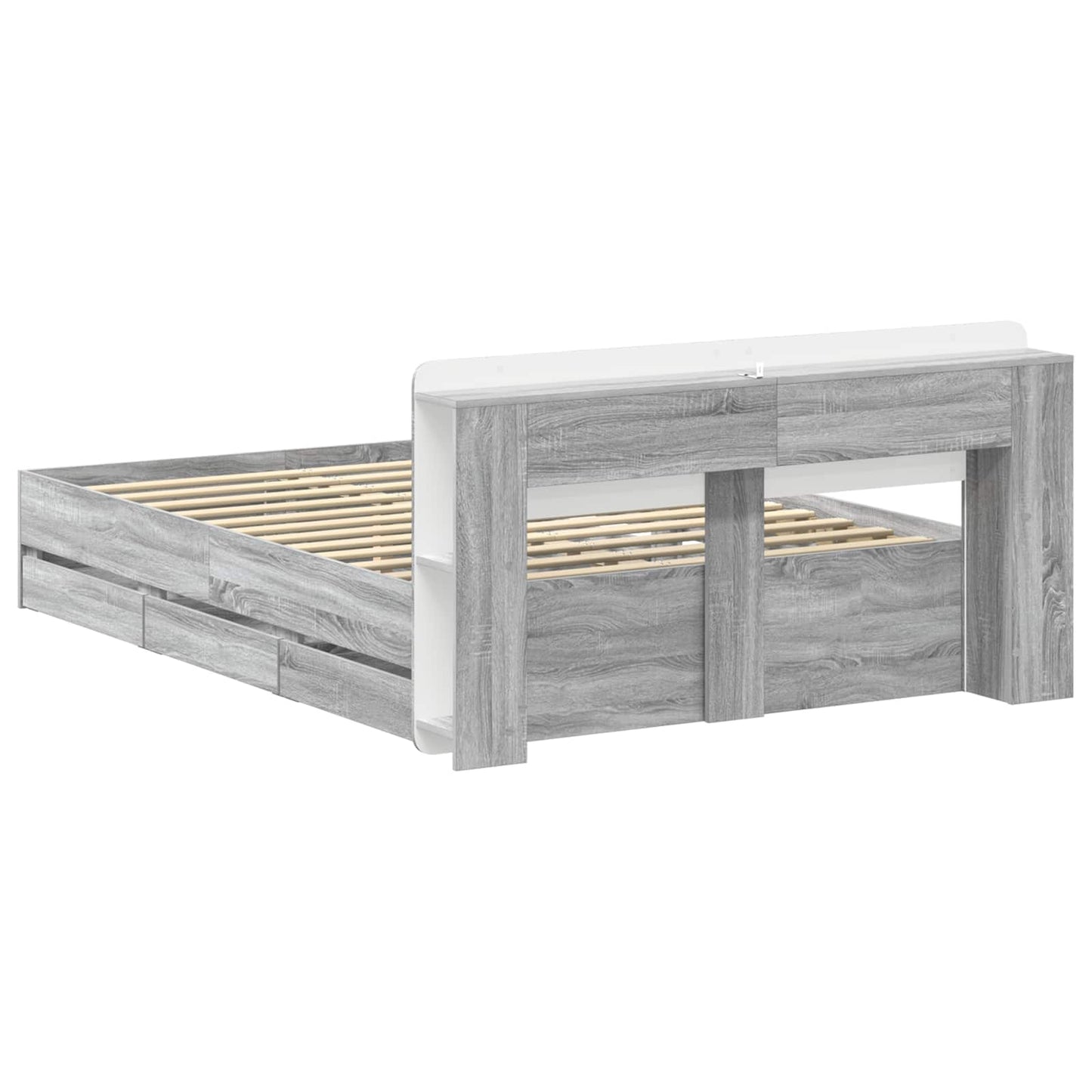 Bed Frame with Storage Grey Sonoma 140 x 200 cm Engineered Wood