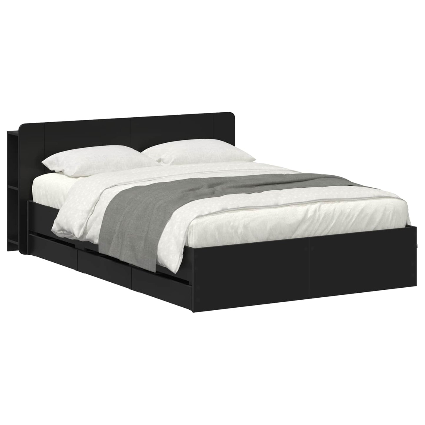 Bed Frame with Storage Black 150 x 200 cm Engineered Wood
