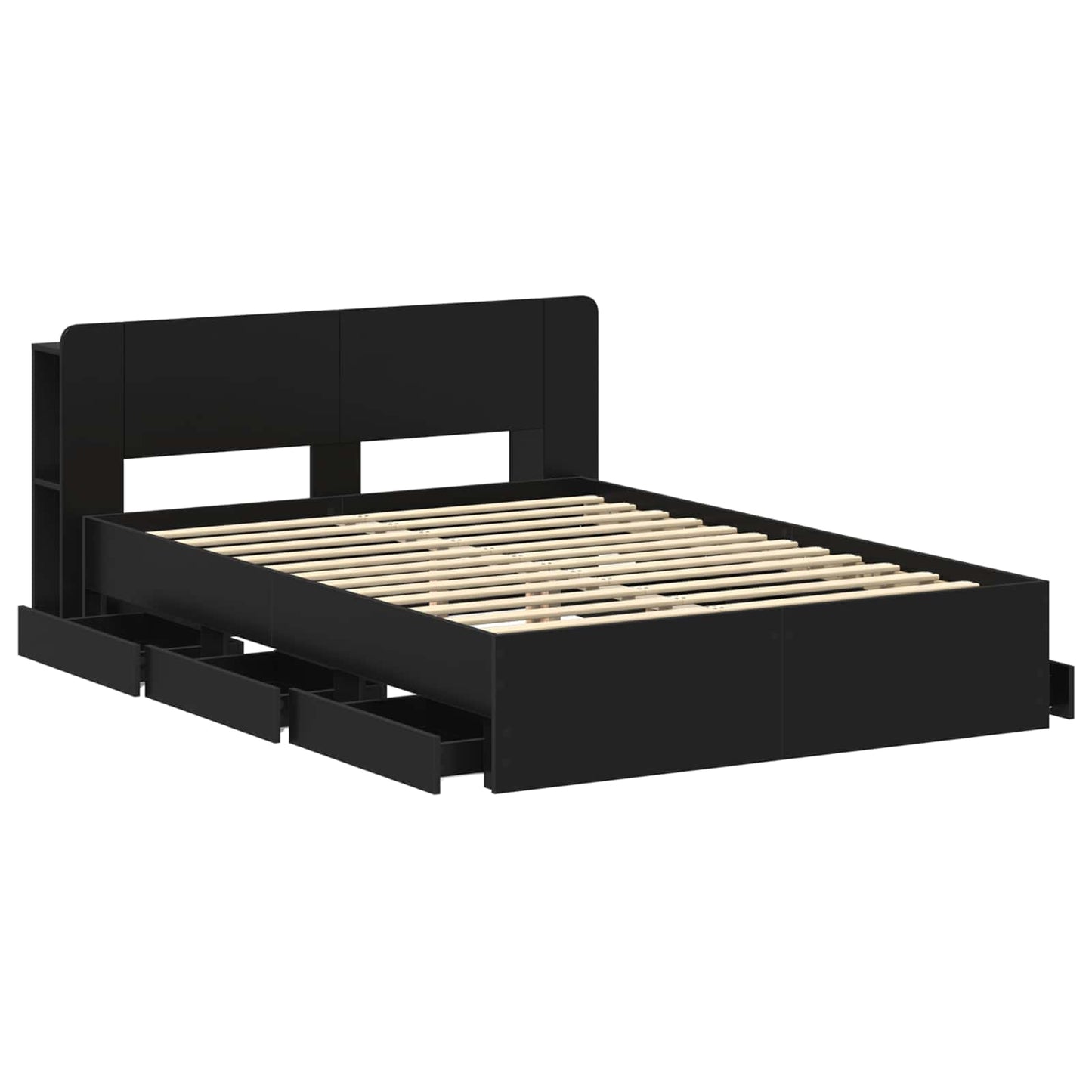 Bed Frame with Storage Black 150 x 200 cm Engineered Wood