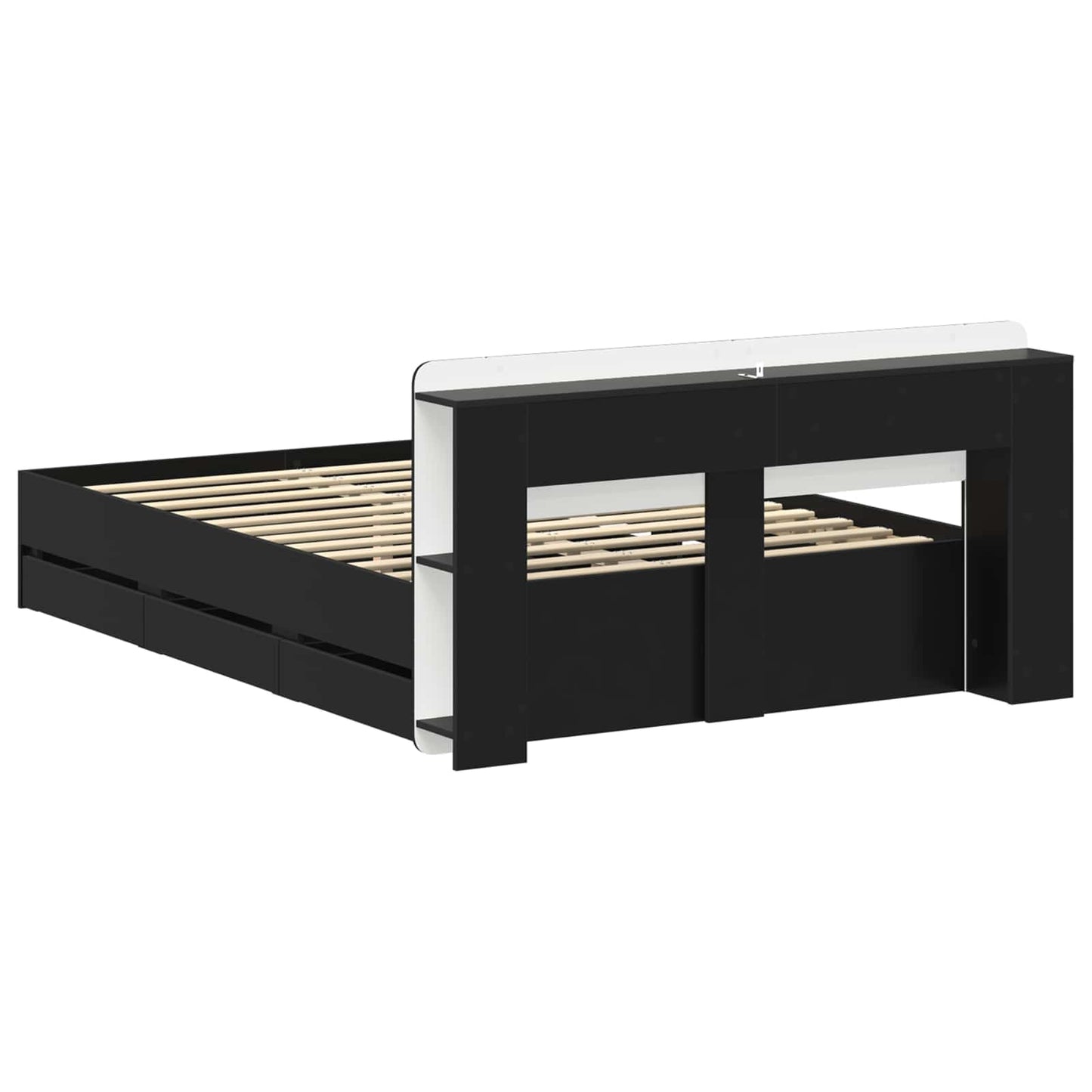 Bed Frame with Storage Black 150 x 200 cm Engineered Wood