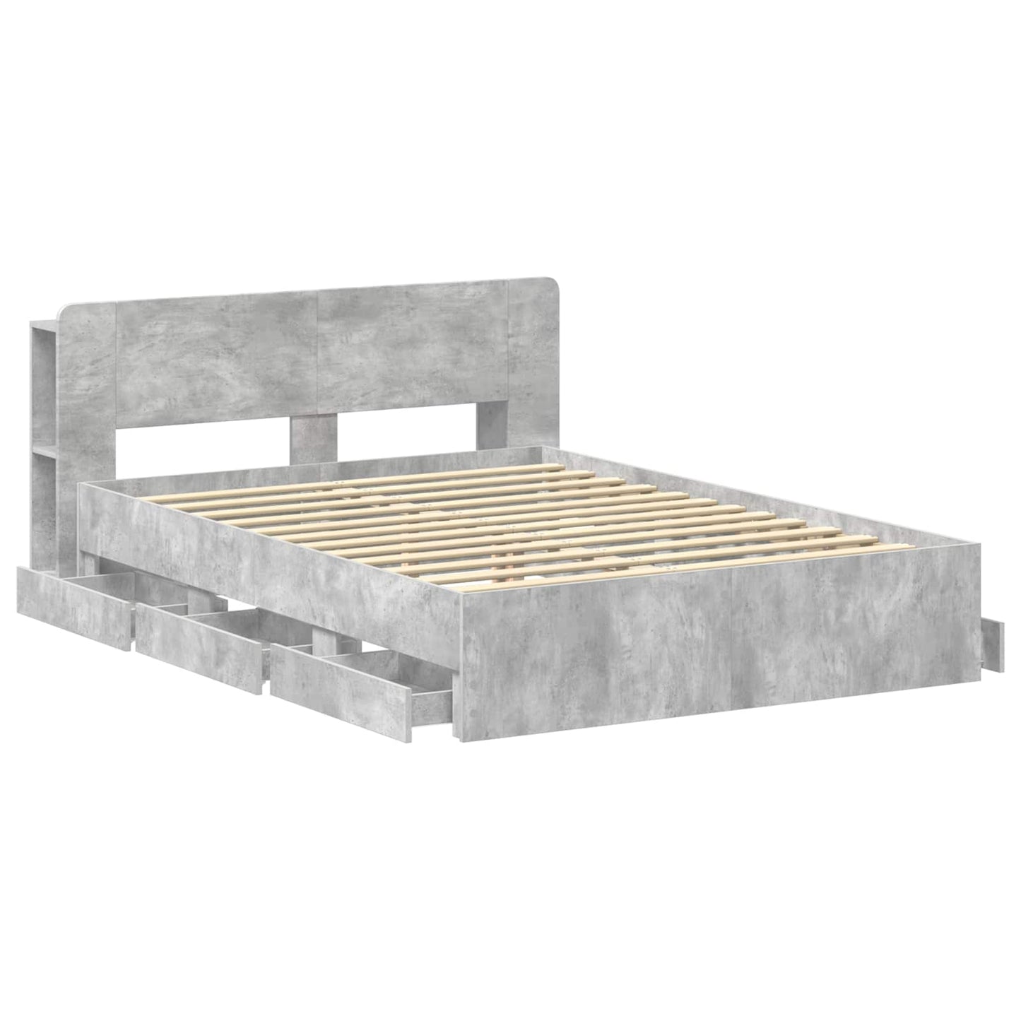 Bed Frame with Storage Concrete Grey 150 x 200 cm