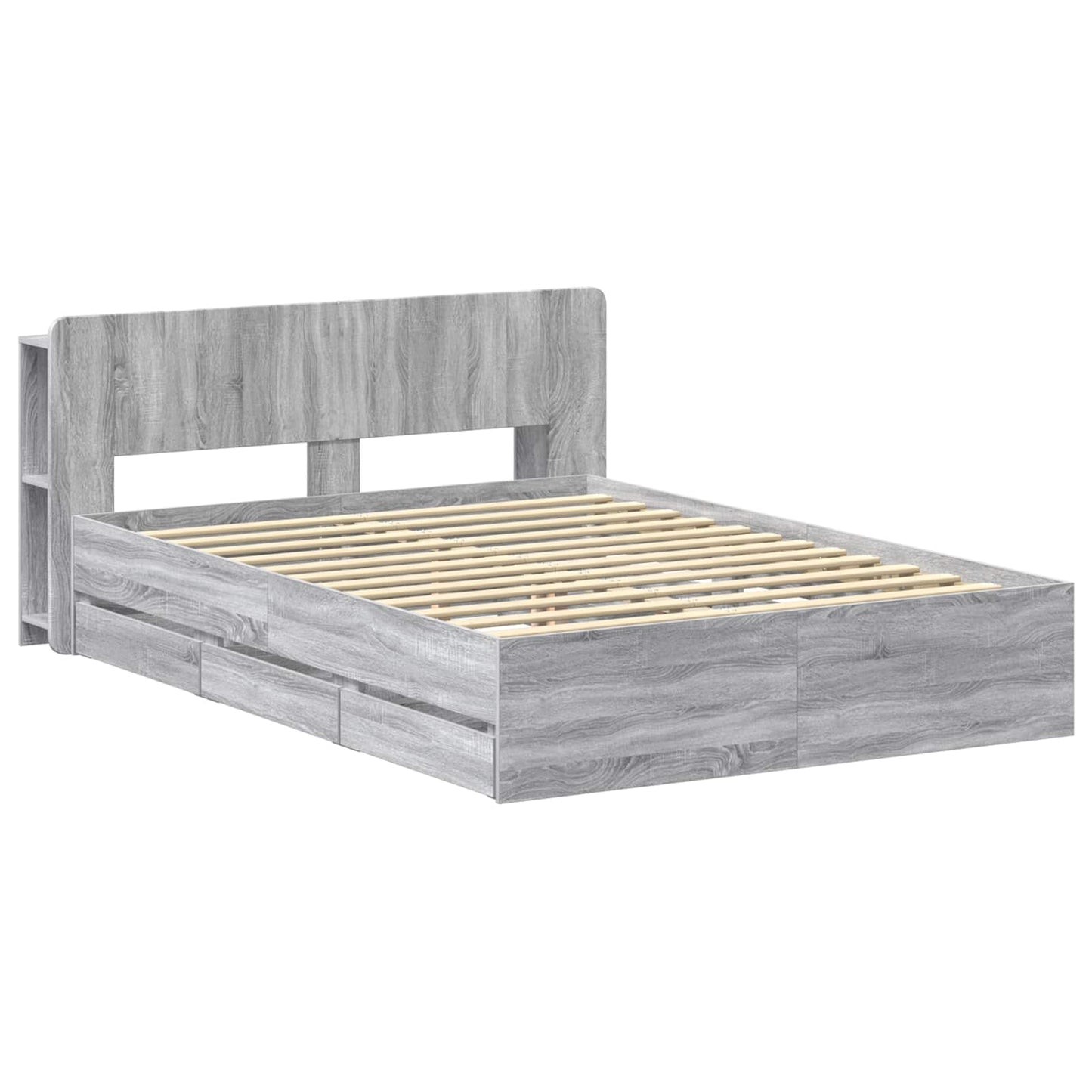 Bed Frame with Storage Grey Sonoma 150 x 200 cm Engineered Wood