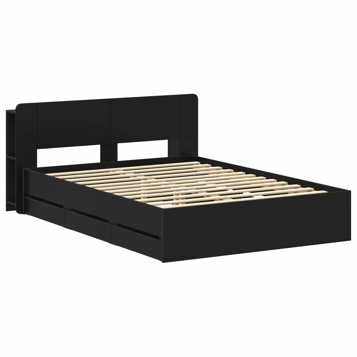 Bed Frame with Storage Black 160 x 200 cm Engineered Wood