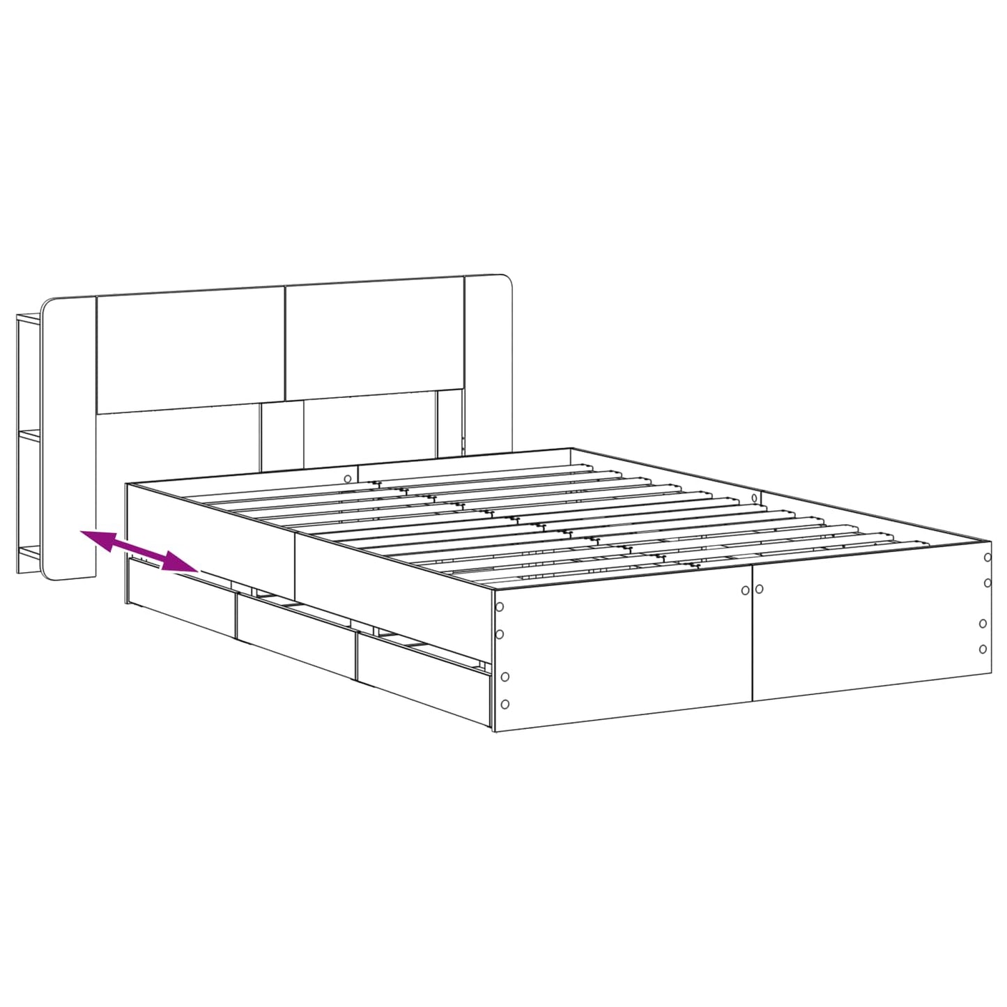 Bed Frame with Storage Black 160 x 200 cm Engineered Wood