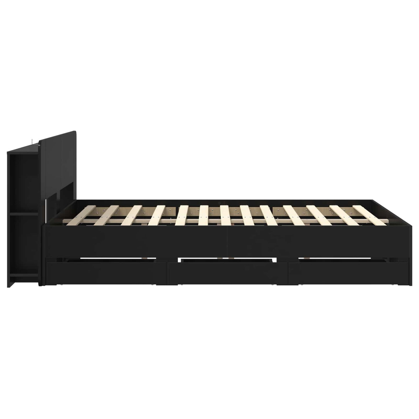 Bed Frame with Storage Black 160 x 200 cm Engineered Wood