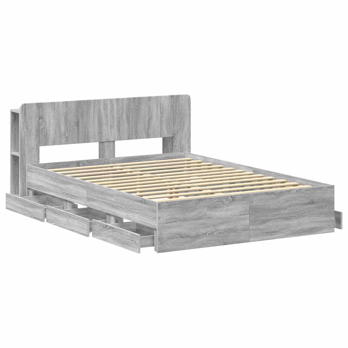 Bed Frame with Storage Grey Sonoma 160 x 200 cm Engineered Wood