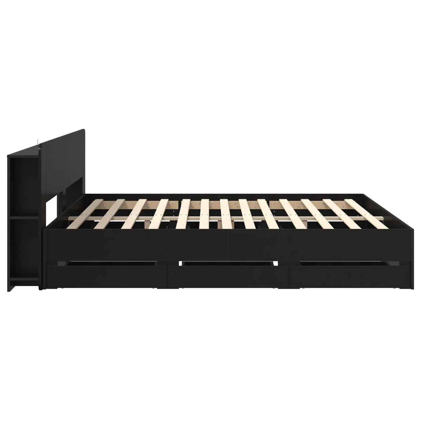 Bed Frame with Storage Black 180 x 200 cm Engineered Wood