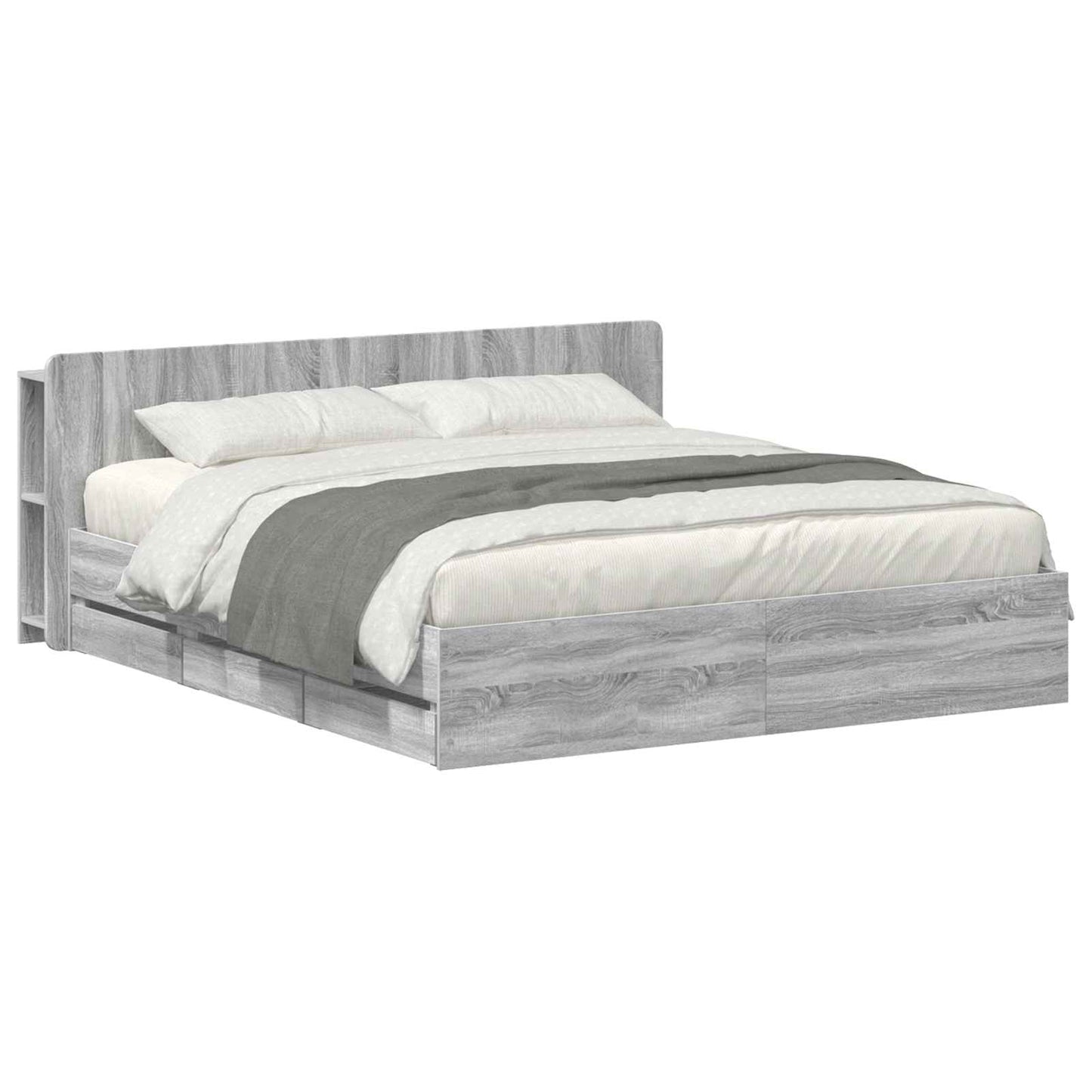 Bed Frame with Storage Grey Sonoma 200 x 200 cm Engineered Wood