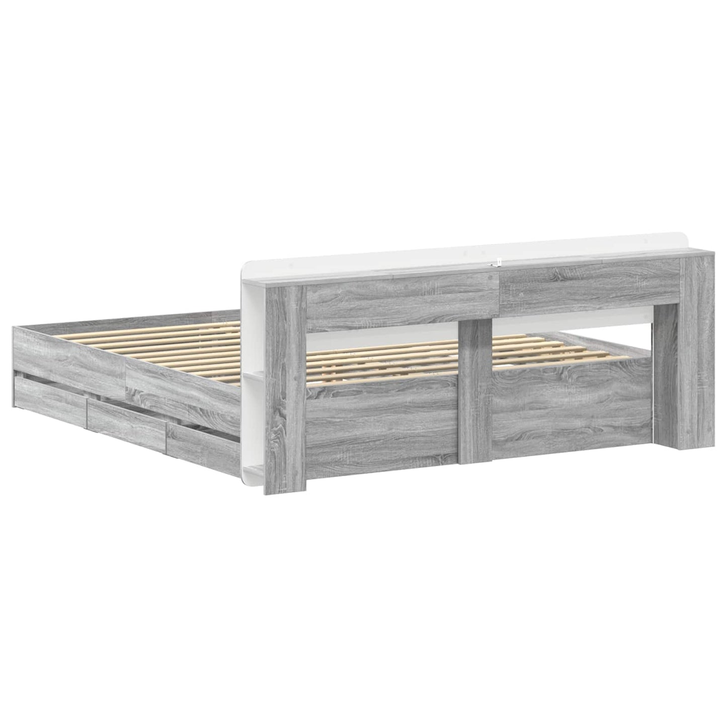 Bed Frame with Storage Grey Sonoma 200 x 200 cm Engineered Wood