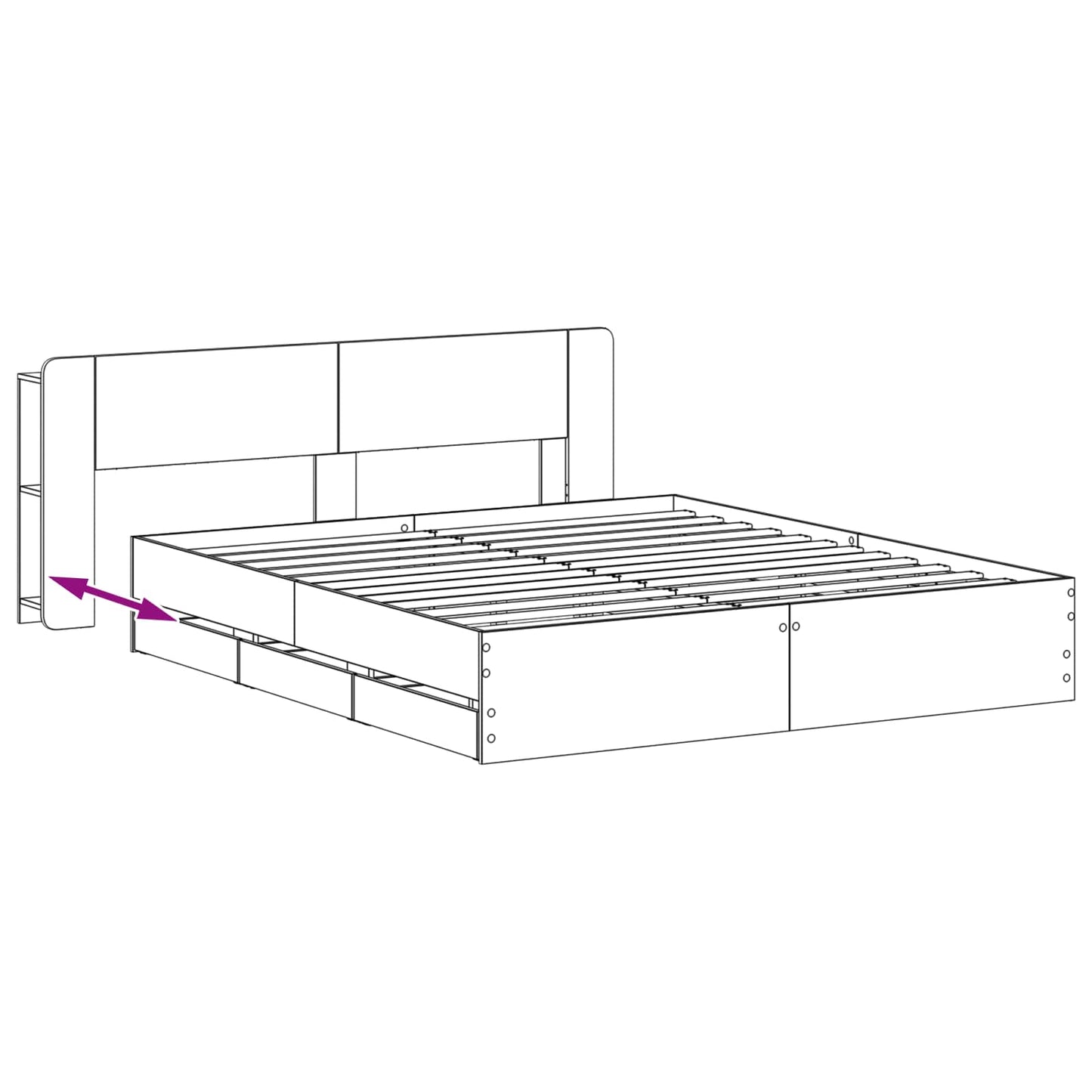 Bed Frame with Storage Grey Sonoma 200 x 200 cm Engineered Wood