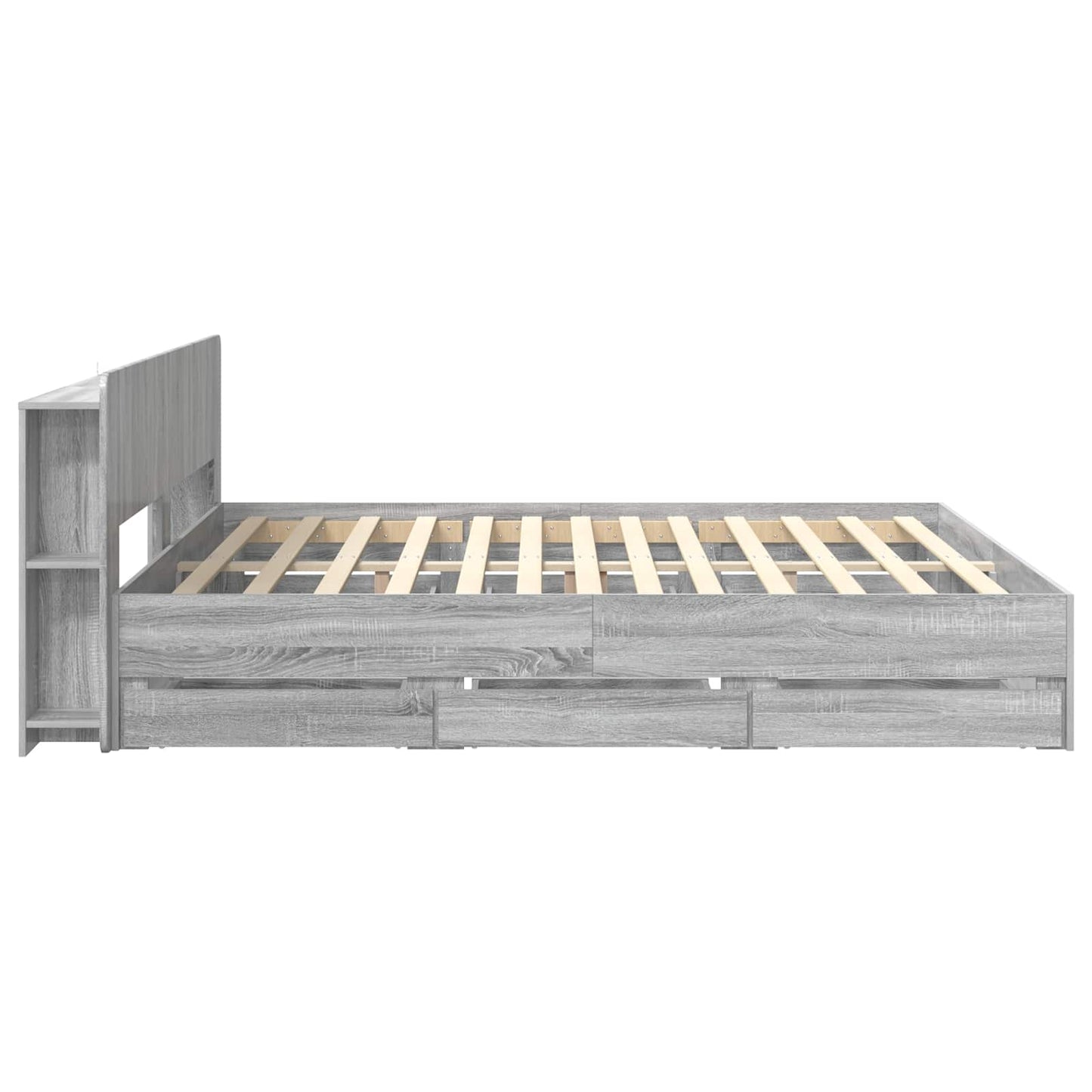 Bed Frame with Storage Grey Sonoma 200 x 200 cm Engineered Wood