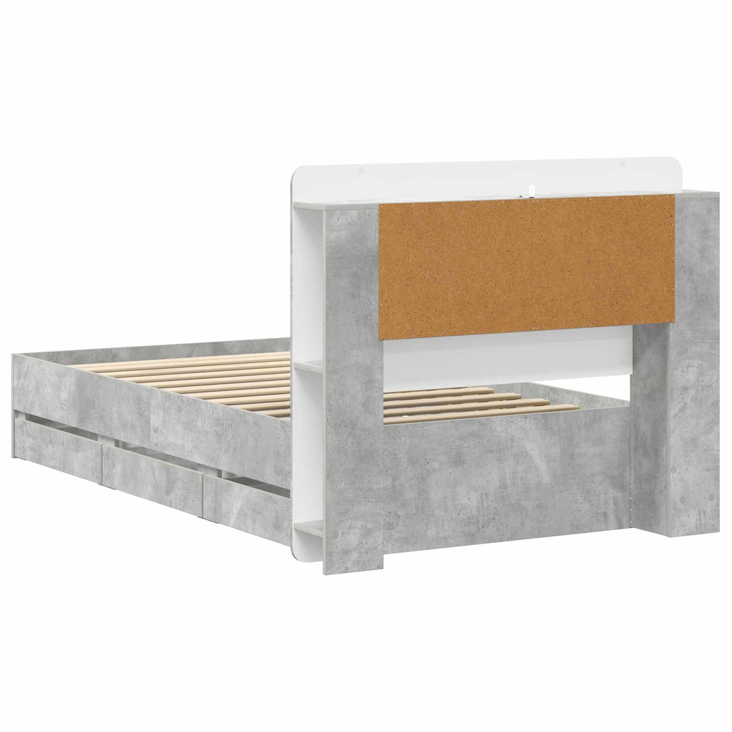 Bed Frame with Storage with Headboard Concrete Grey 75 x 190 cm