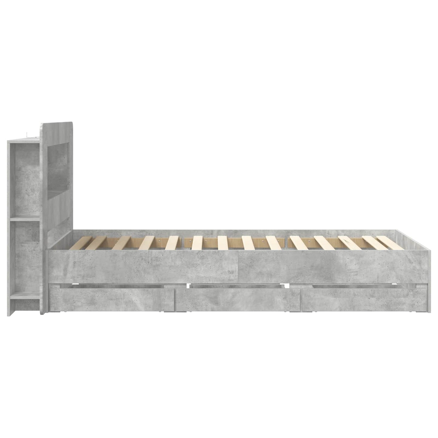 Bed Frame with Storage with Headboard Concrete Grey 75 x 190 cm