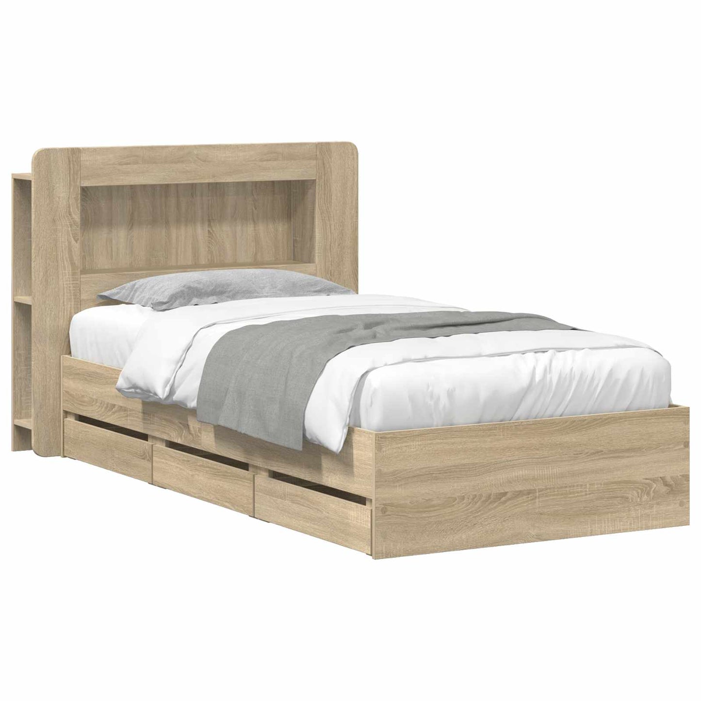 Bed Frame with Storage Sonoma Oak 75 x 190 cm Engineered Wood