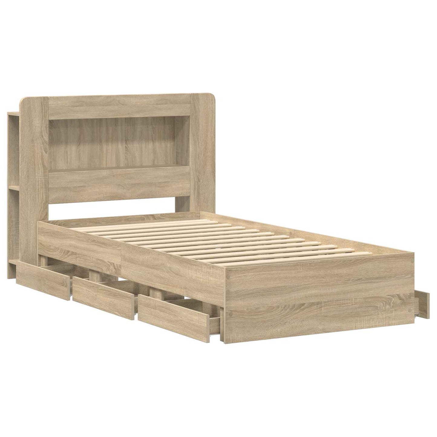 Bed Frame with Storage Sonoma Oak 75 x 190 cm Engineered Wood