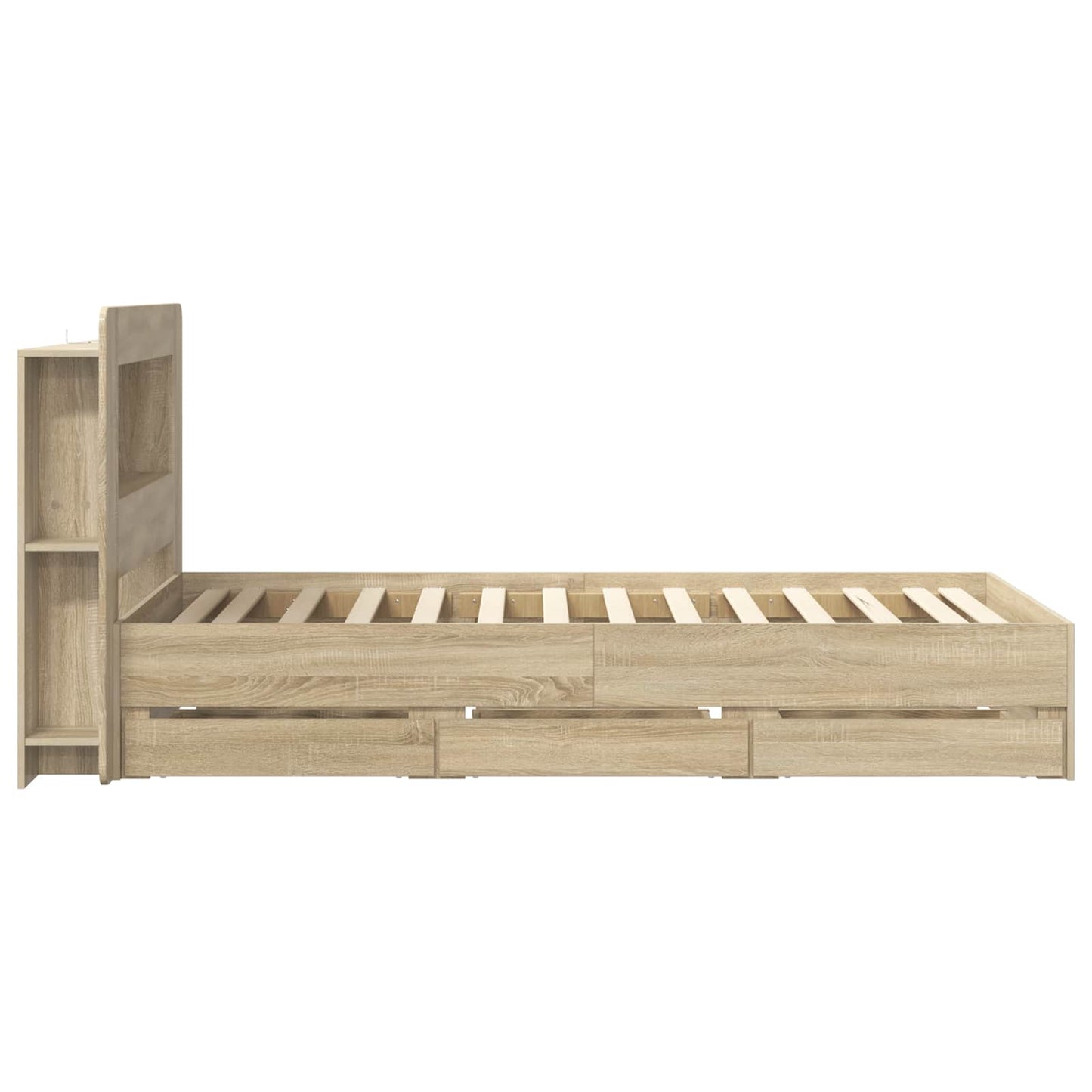 Bed Frame with Storage Sonoma Oak 75 x 190 cm Engineered Wood