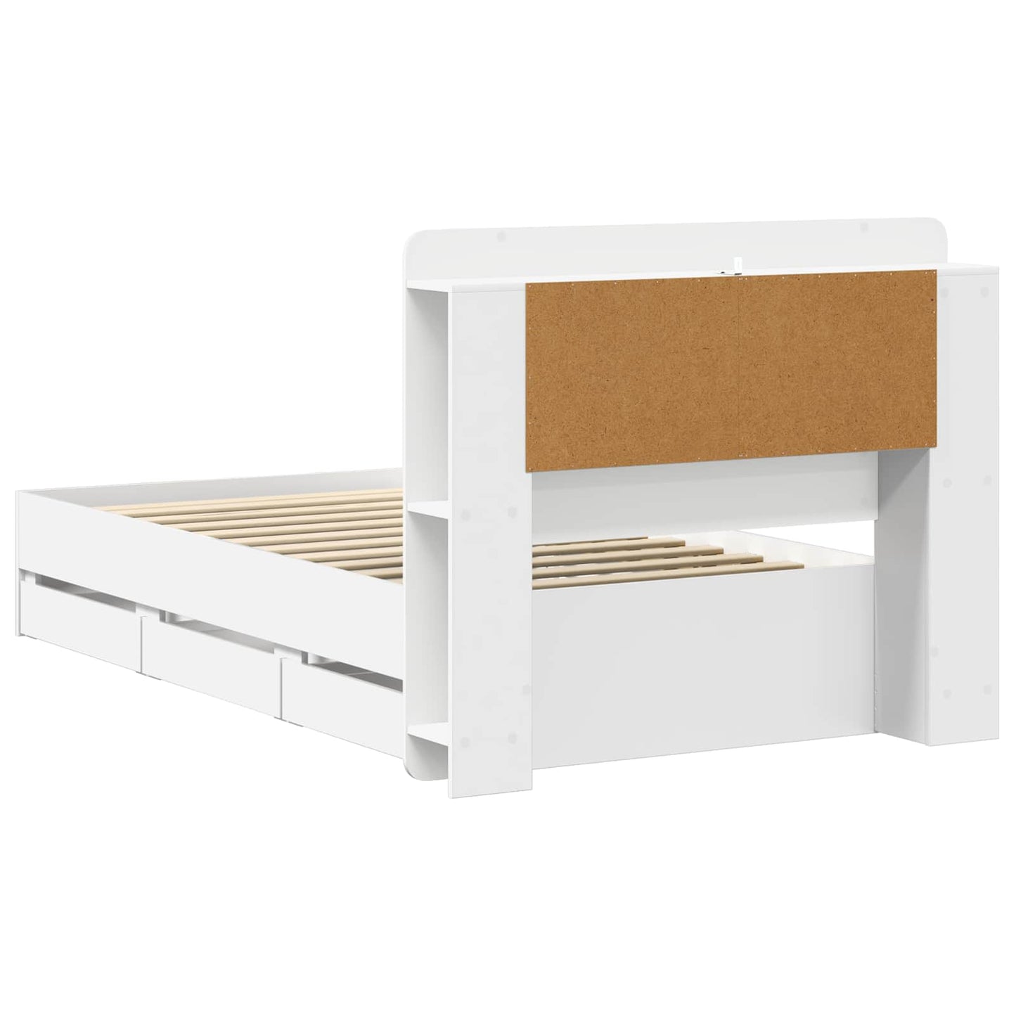 Bed Frame with Storage White 75 x 190 cm Engineered Wood