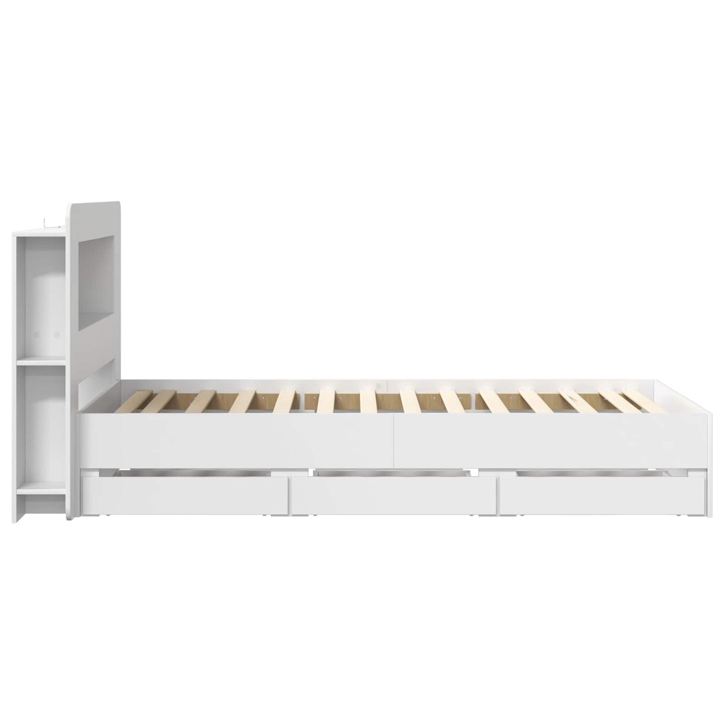 Bed Frame with Storage White 75 x 190 cm Engineered Wood