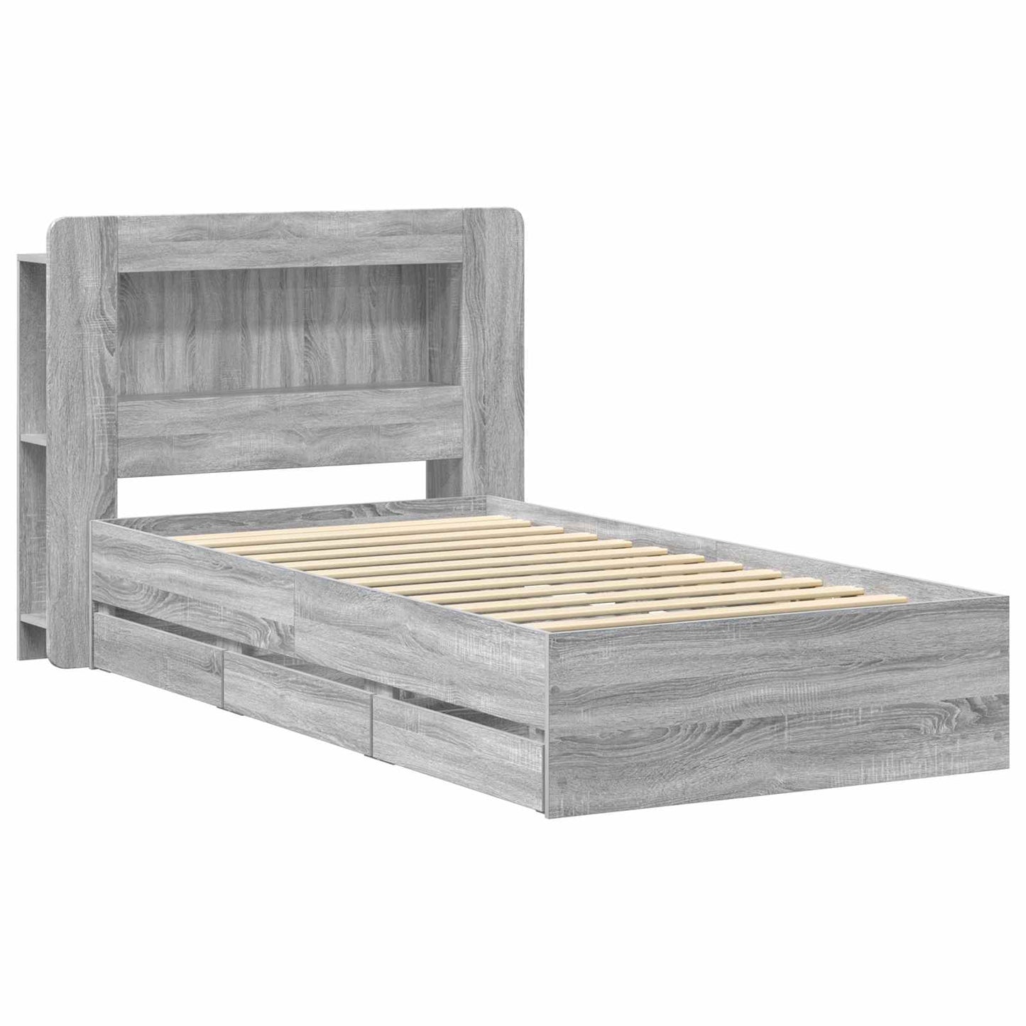 Bed Frame with Storage Grey Sonoma 80 x 200 cm Engineered Wood