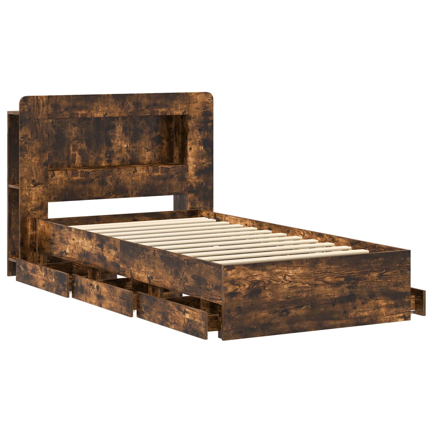 Bed Frame with Storage Smoked Oak 80 x 200 cm Engineered Wood
