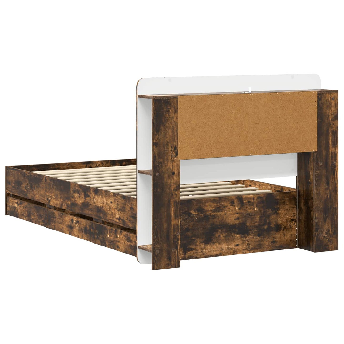 Bed Frame with Storage Smoked Oak 80 x 200 cm Engineered Wood