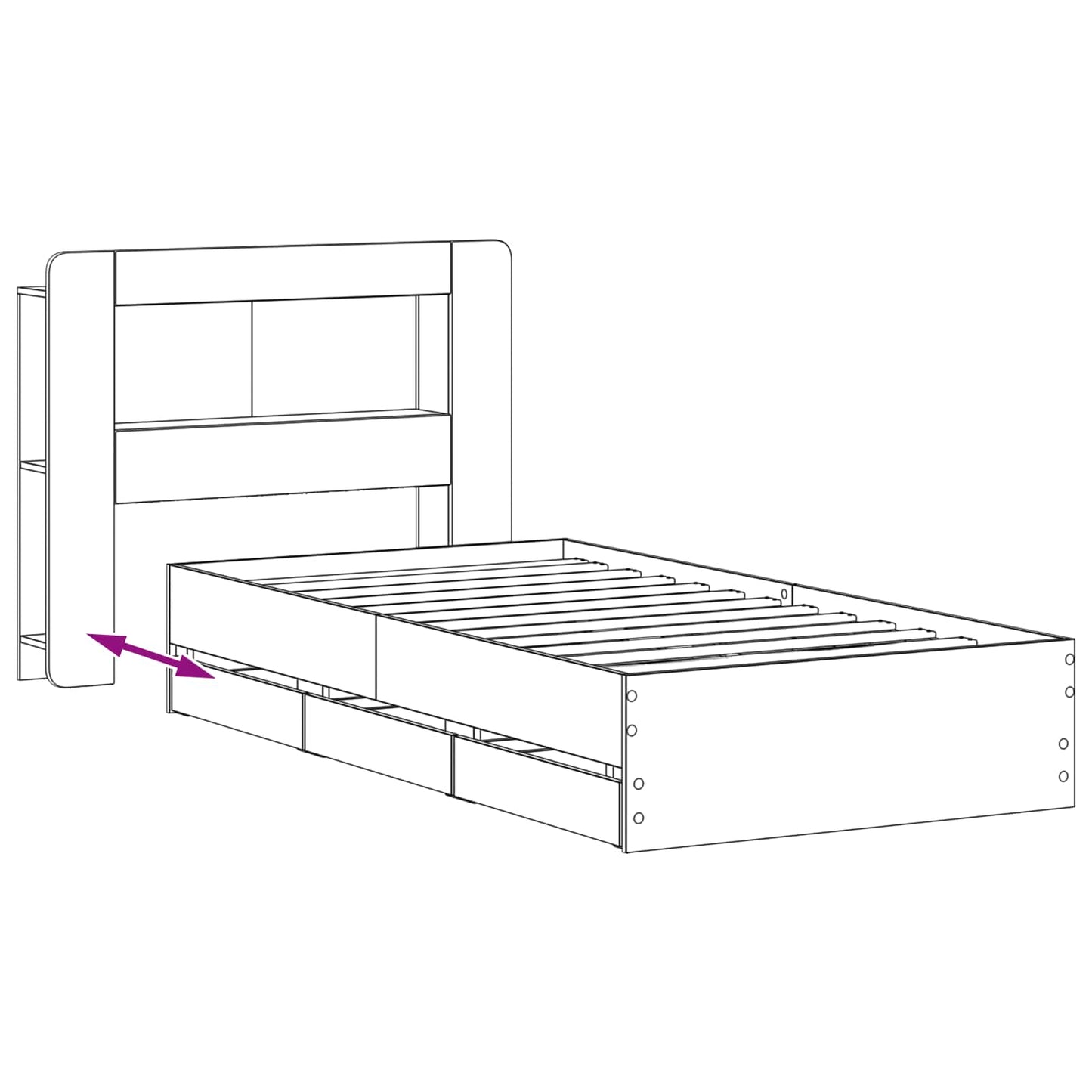Bed Frame with Storage Sonoma Oak 80 x 200 cm Engineered Wood