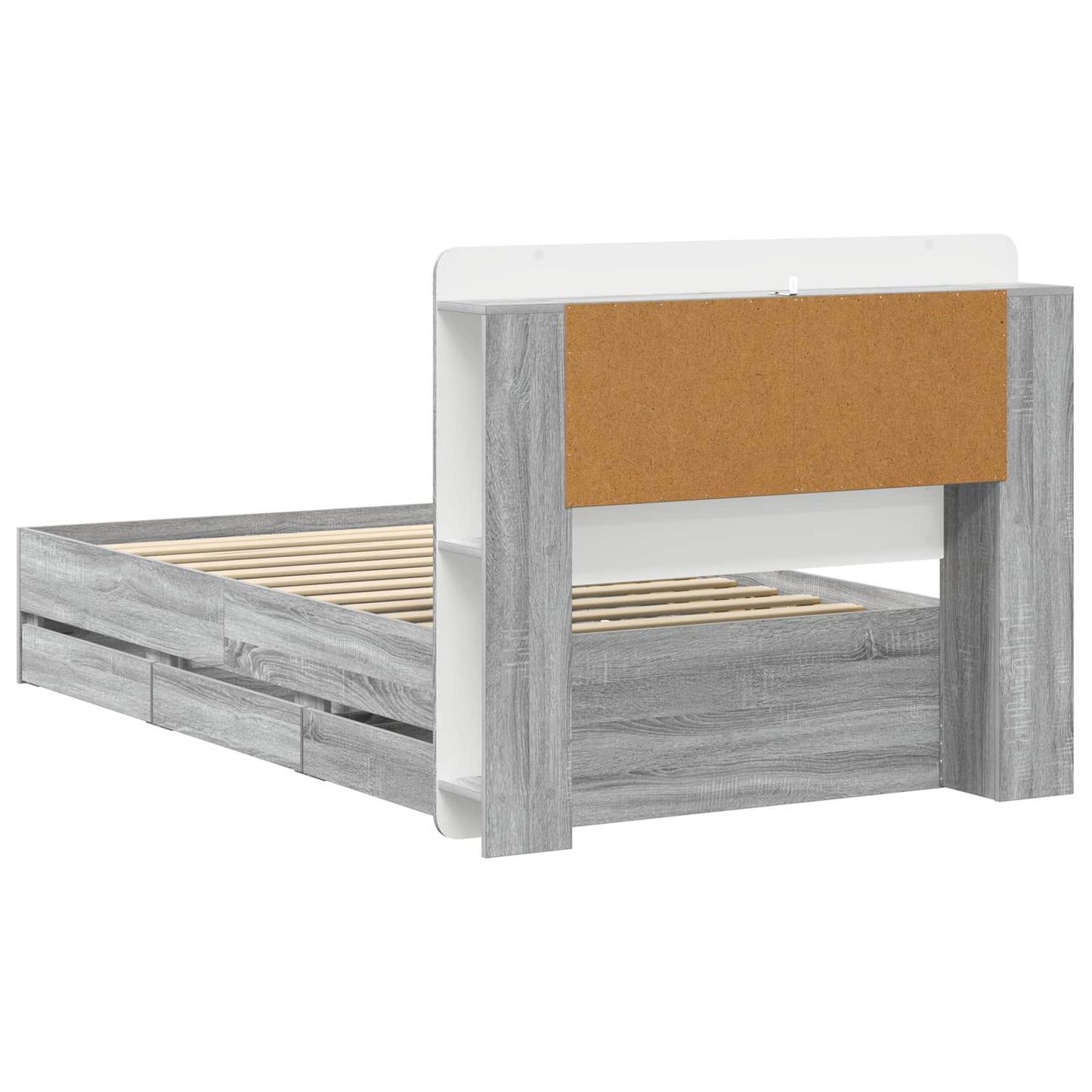 Bed Frame with Storage Grey Sonoma 100 x 200 cm Engineered Wood
