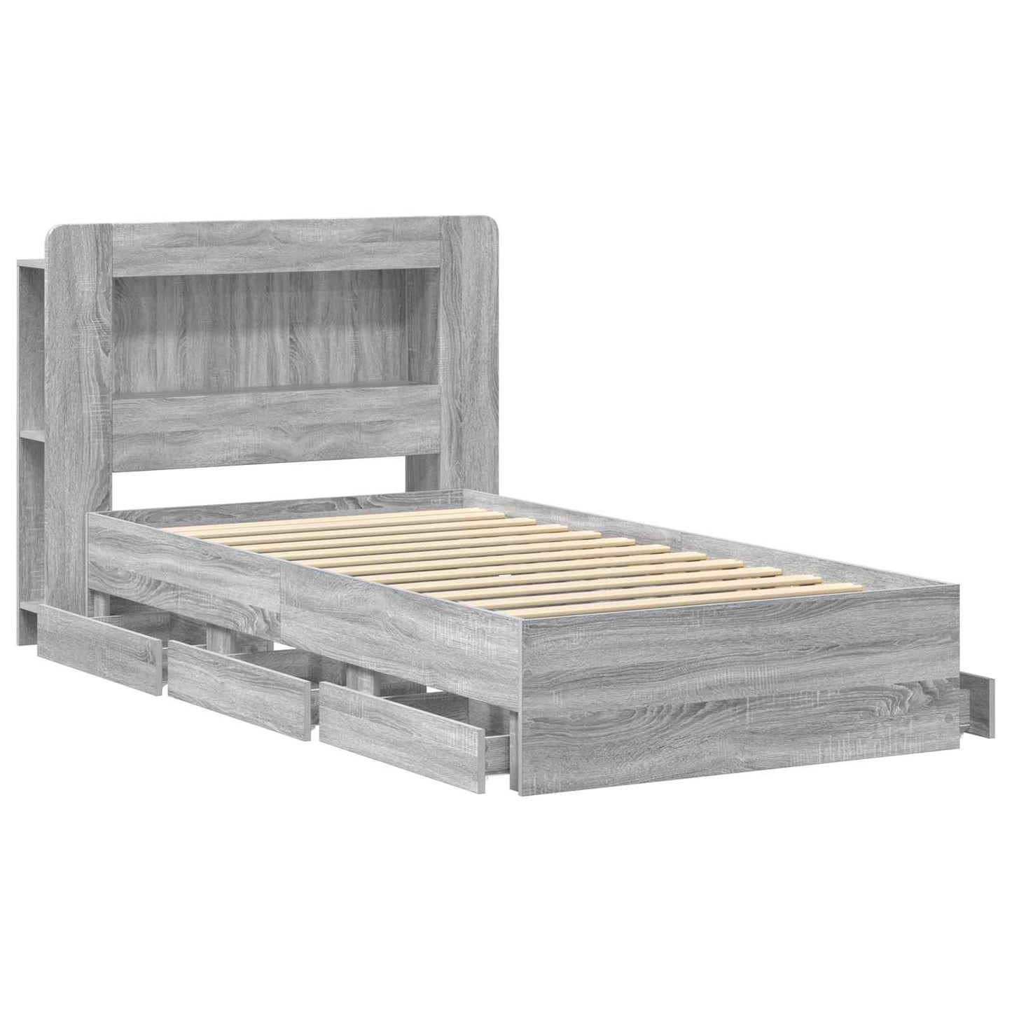 Bed Frame with Storage Grey Sonoma 90 x 200 cm Engineered Wood