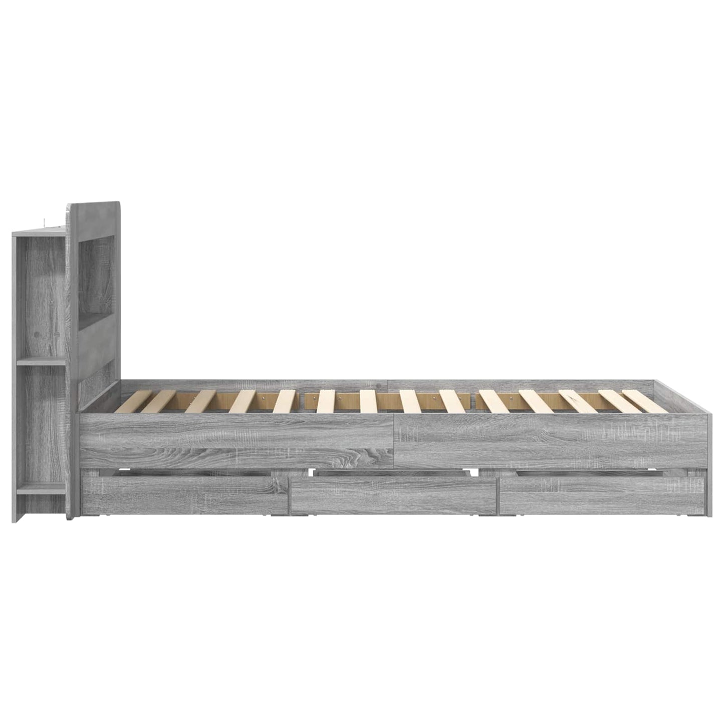 Bed Frame with Storage Grey Sonoma 90 x 200 cm Engineered Wood