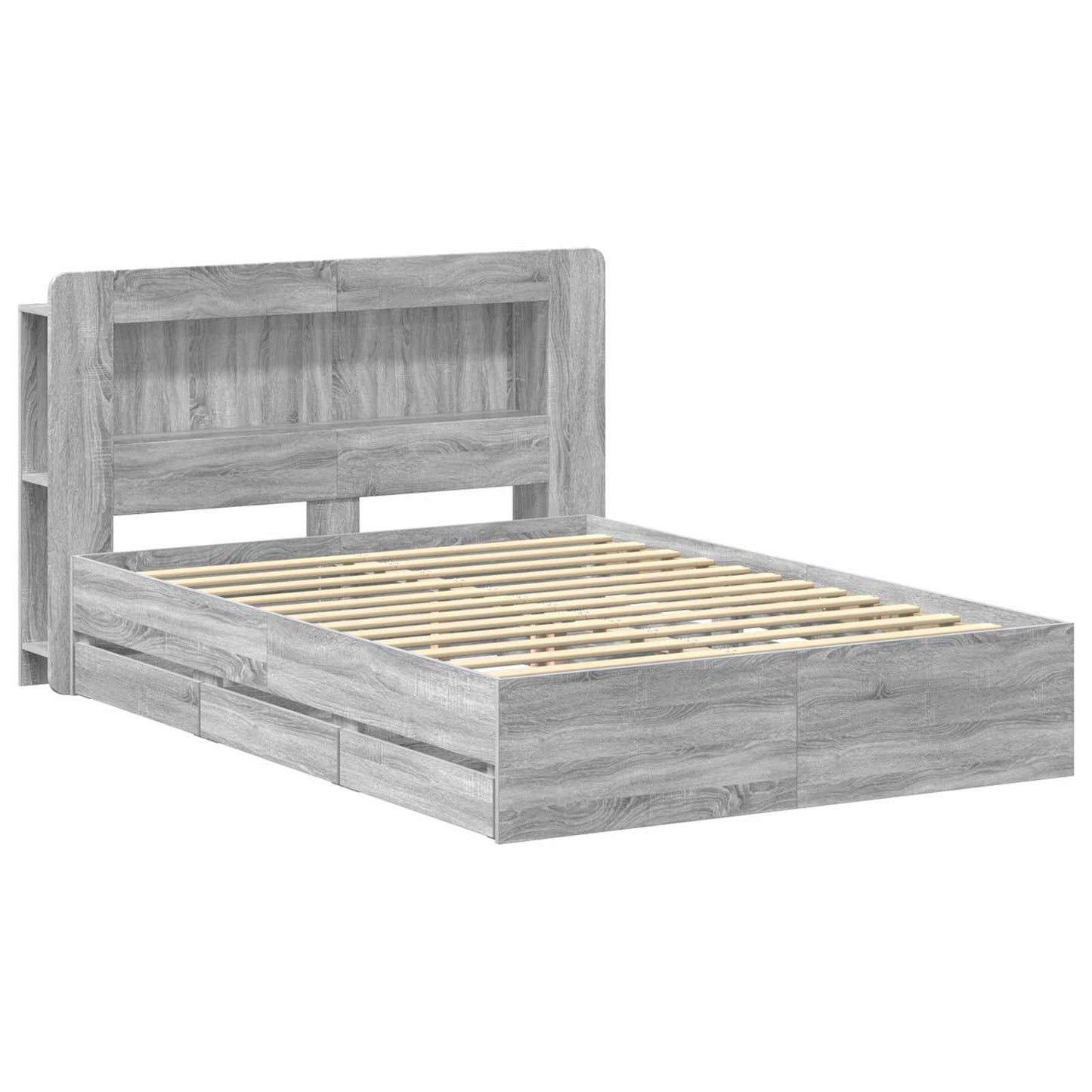 Bed Frame with Storage Grey Sonoma 140 x 200 cm Engineered Wood
