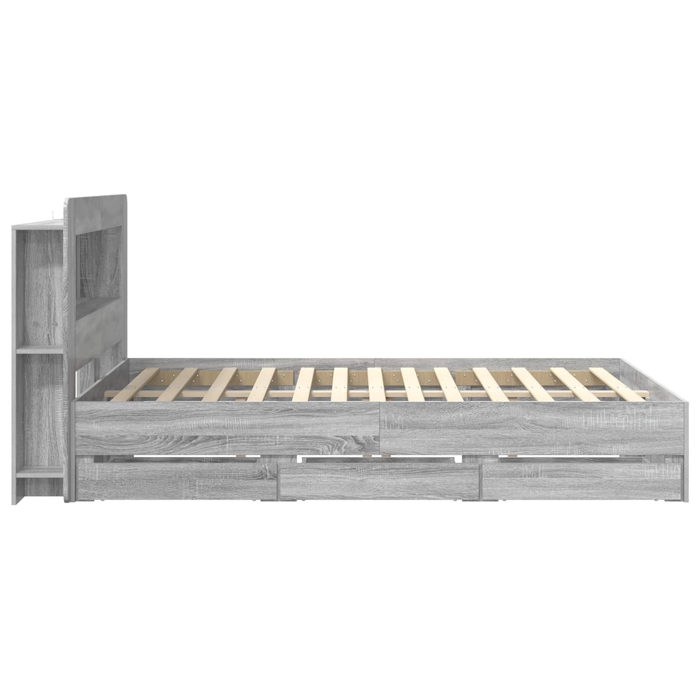 Bed Frame with Storage Grey Sonoma 140 x 200 cm Engineered Wood